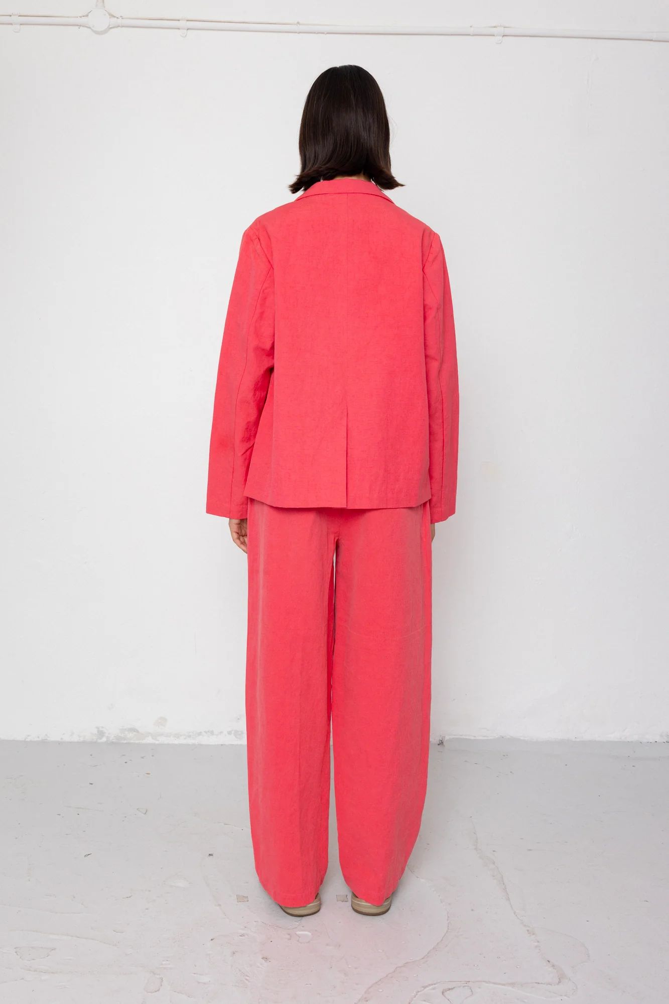 Relaxed Fit Blazer - Rose Red - Image 6