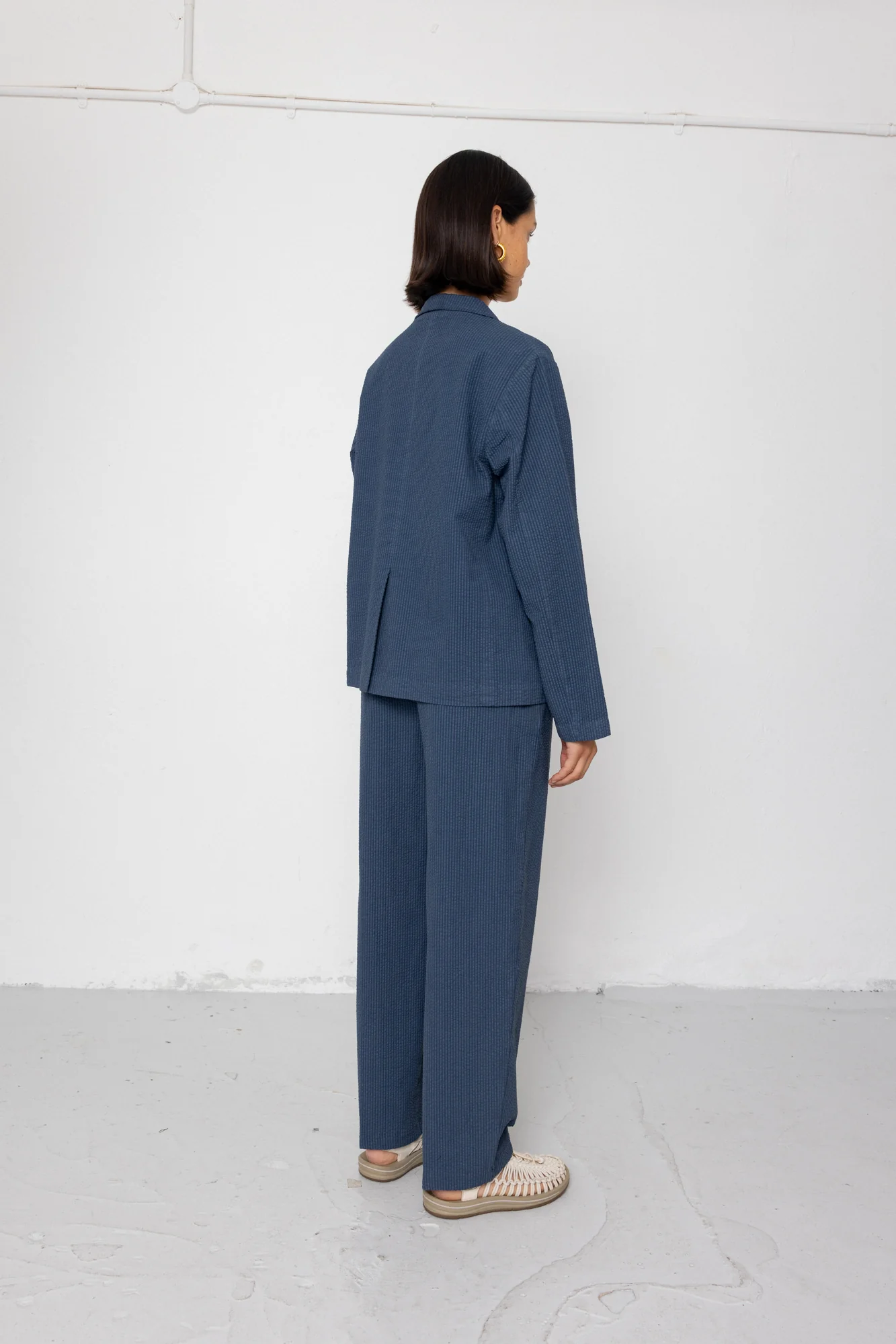 Relaxed Fit Blazer - Soft Indigo Overdyed Stripe - Image 8