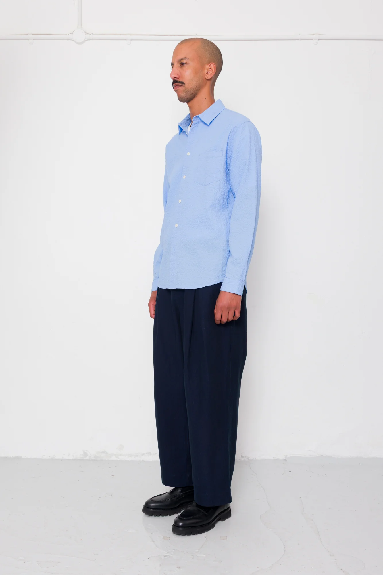 Relaxed Fit Shirt - Blue Bubble Seersucker - Image 3