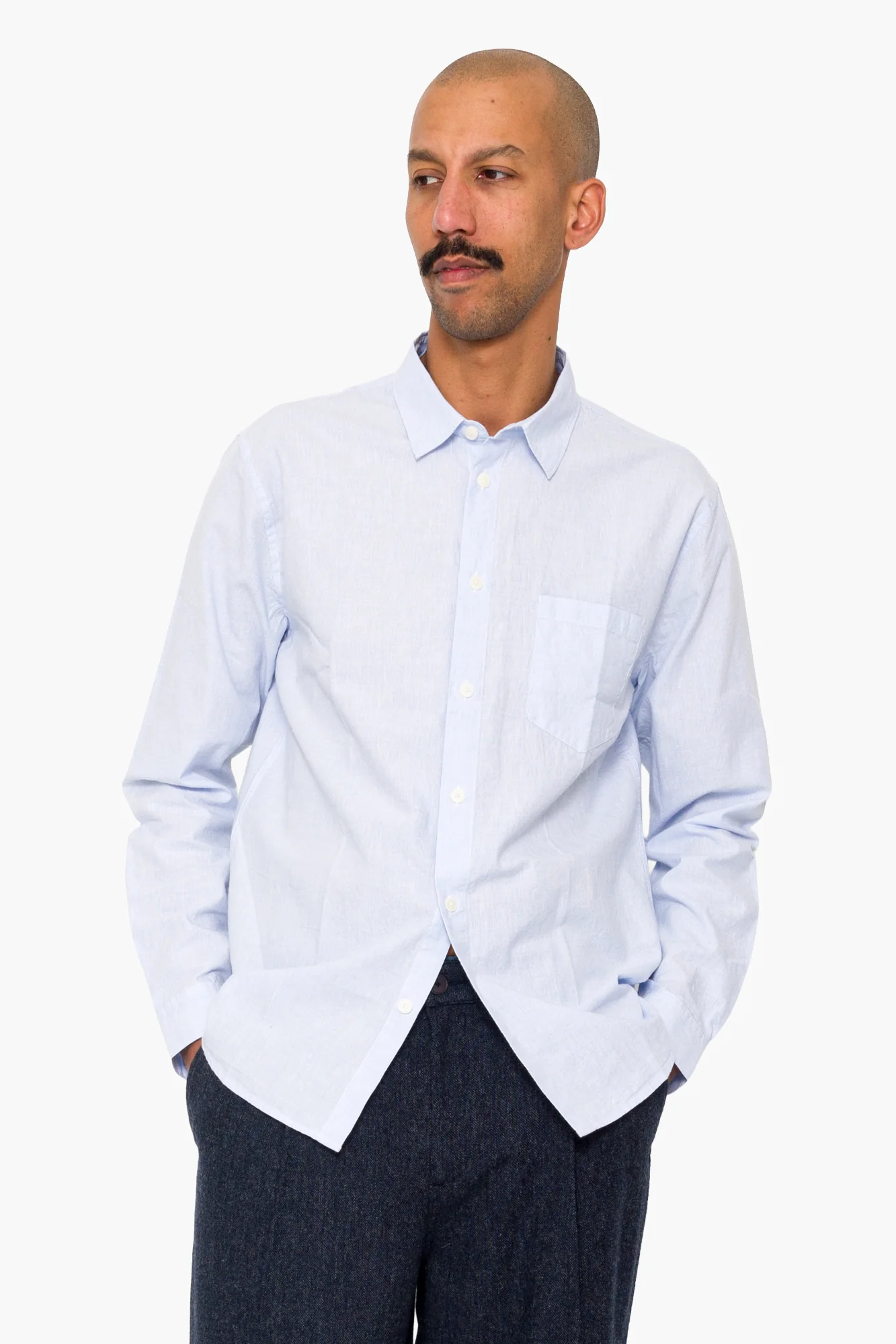 Relaxed Fit Shirt - Blue Microstripe - Image 6
