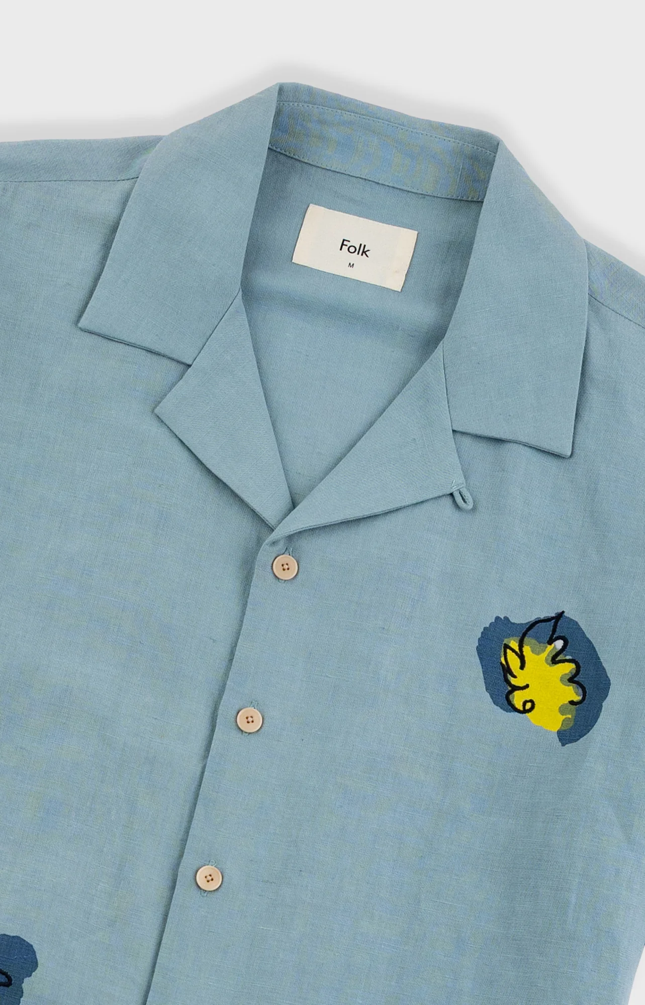 Relaxed Soft Collar Shirt - Blue Embroidered Flower | Folk x Goss Brothers - Image 5