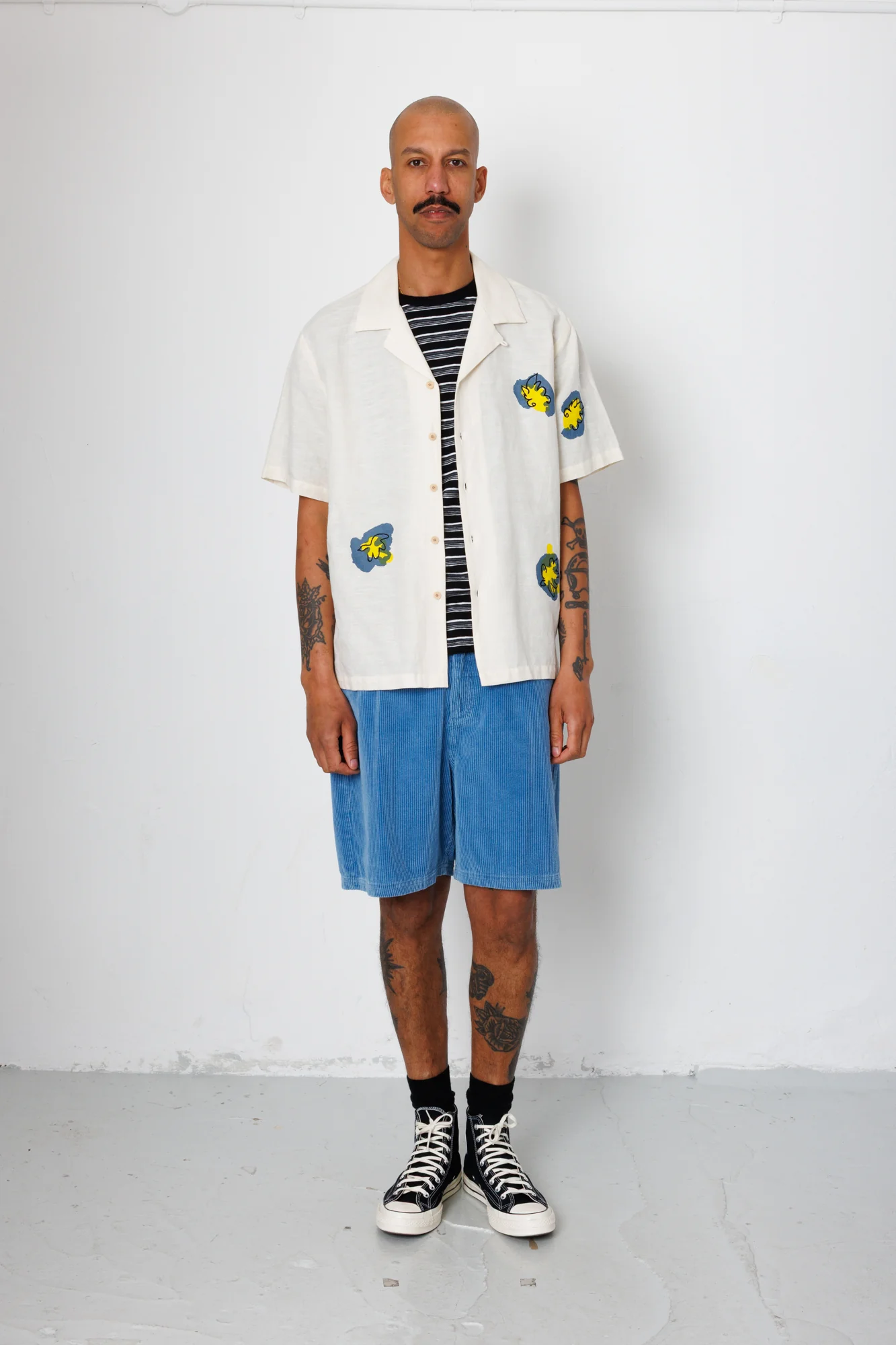 Relaxed Soft Collar Shirt - Ecru Embroidered Flower | Folk x Goss Brothers - Image 3