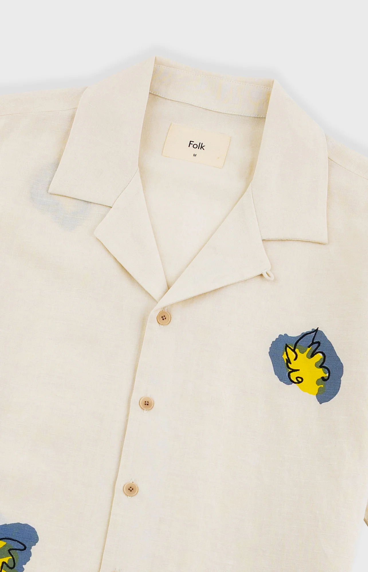 Relaxed Soft Collar Shirt - Ecru Embroidered Flower | Folk x Goss Brothers - Image 4