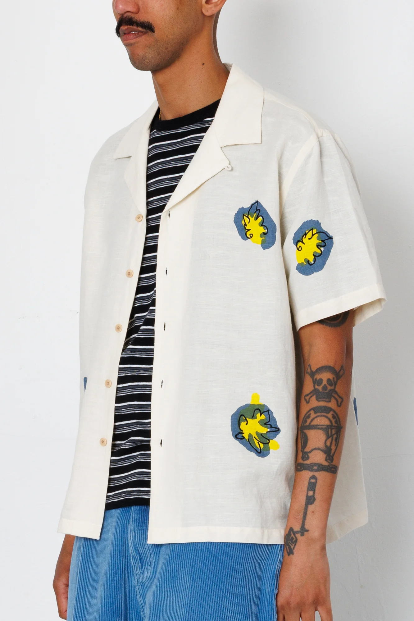 Relaxed Soft Collar Shirt - Ecru Embroidered Flower | Folk x Goss Brothers - Image 5