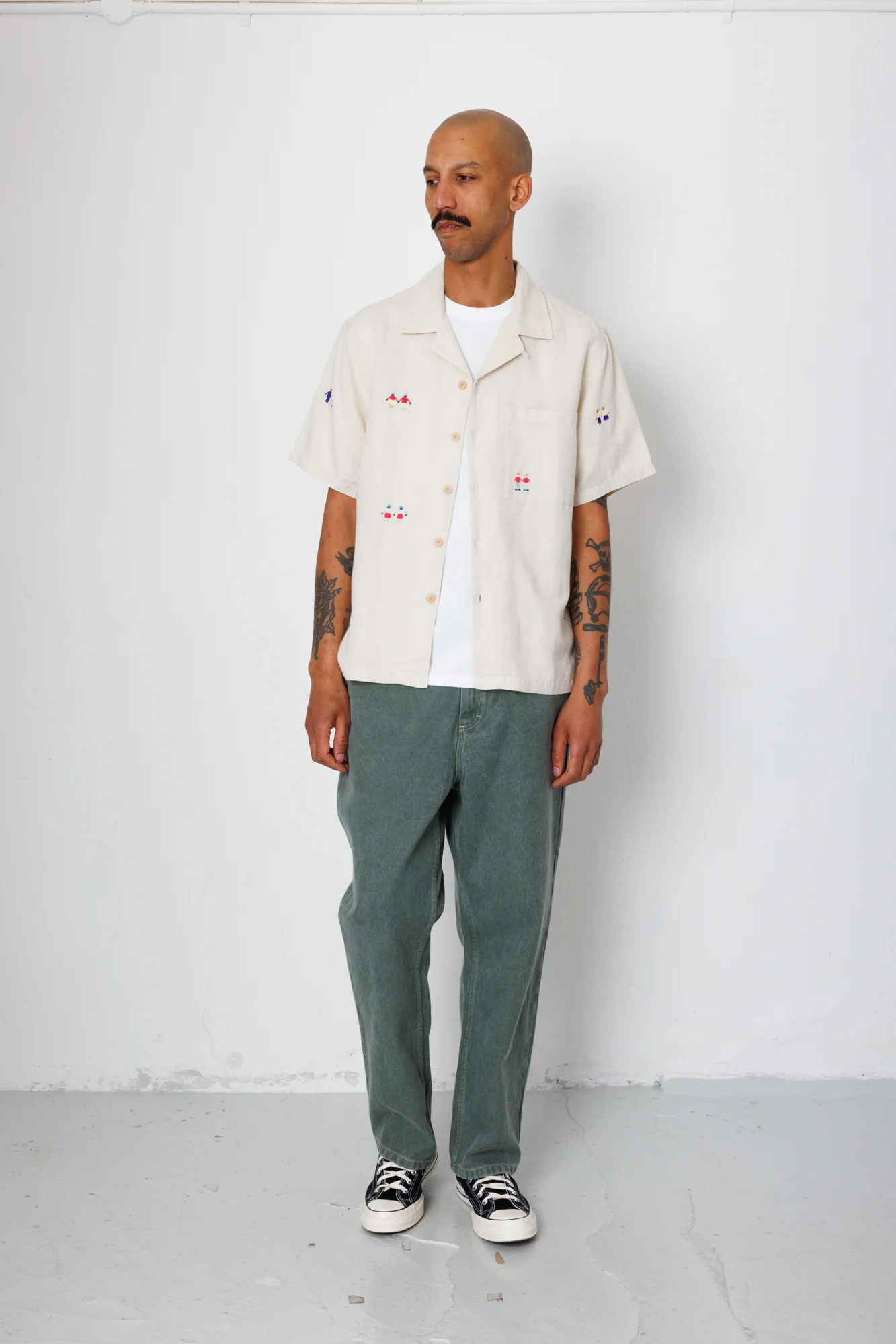 Relaxed Soft Collar Shirt - Ecru Embroidery | END. Exclusive