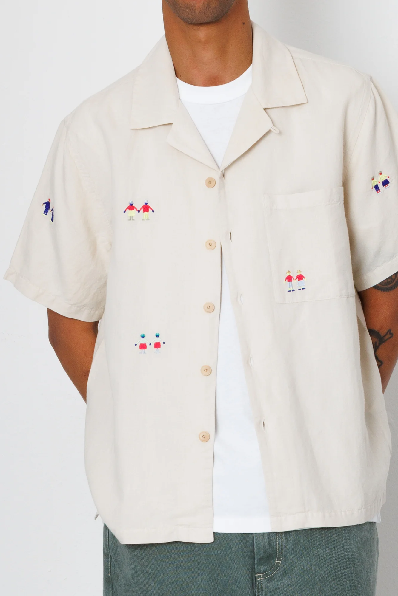 Relaxed Soft Collar Shirt - Ecru Embroidery | END. Exclusive - Image 2