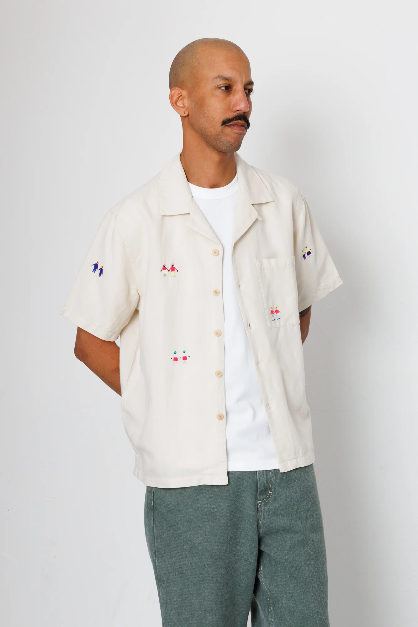 Relaxed Soft Collar Shirt - Ecru Embroidery | END. Exclusive - Image 3