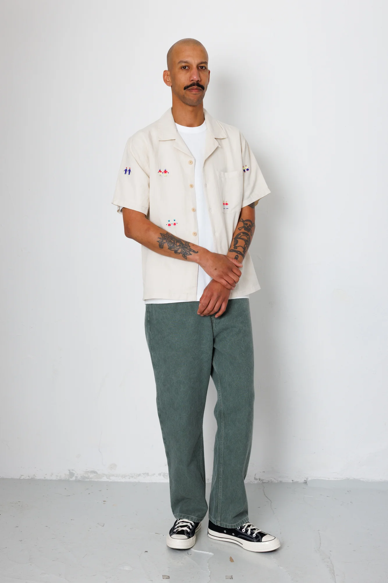 Relaxed Soft Collar Shirt - Ecru Embroidery | END. Exclusive - Image 4