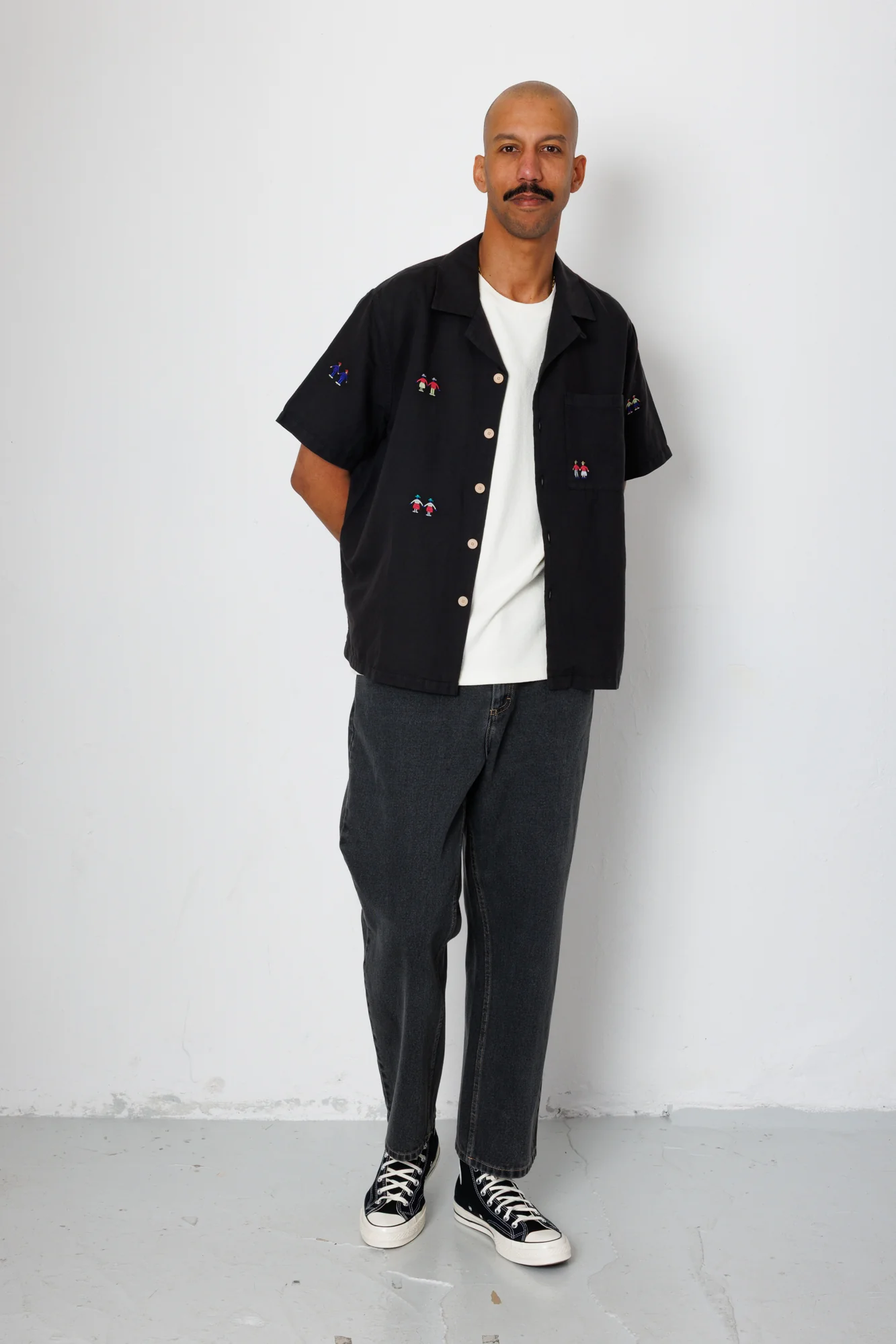Relaxed Soft Collar Shirt - Soft Black Embroidery | END. Exclusive - Image 2