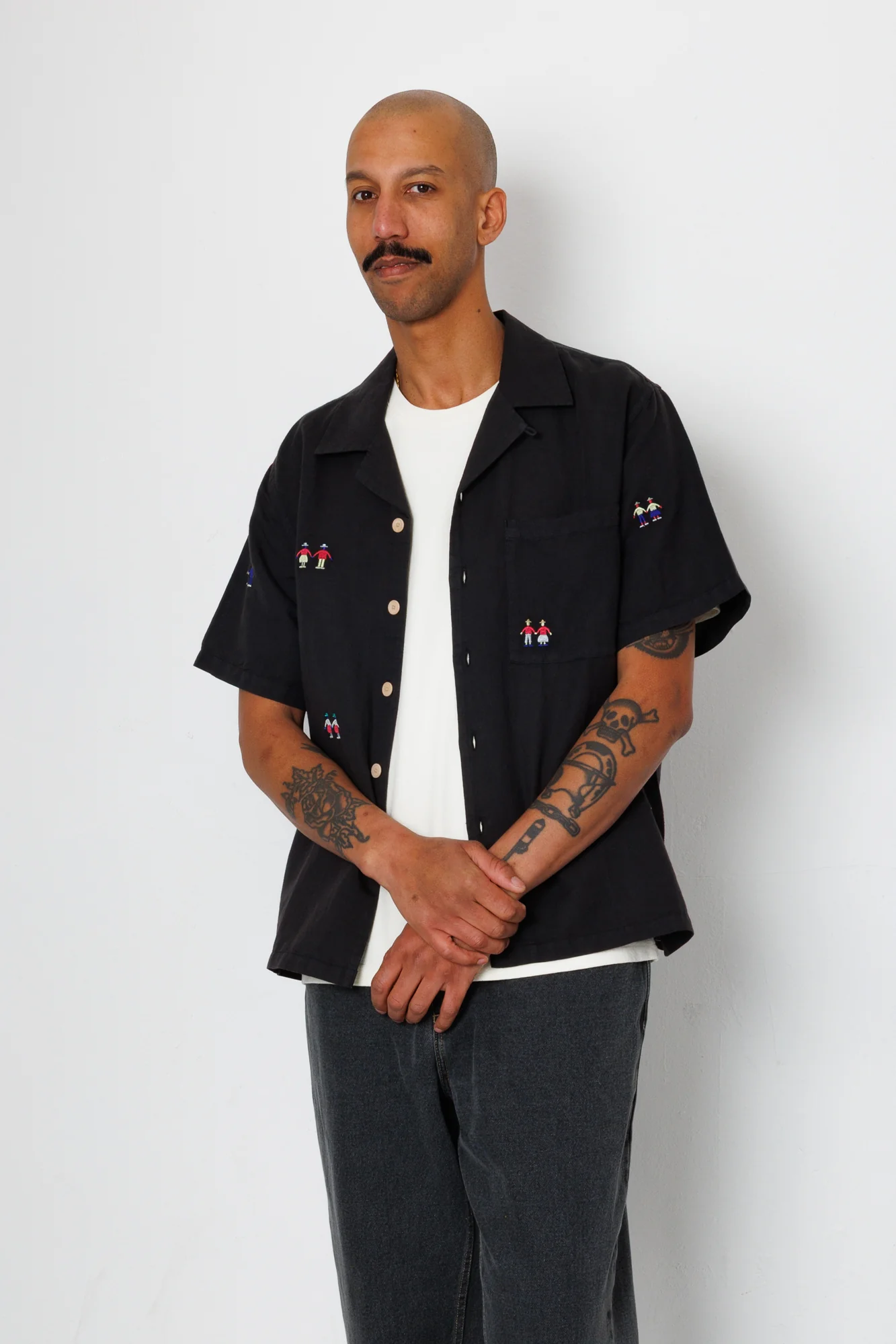 Relaxed Soft Collar Shirt - Soft Black Embroidery | END. Exclusive - Image 3