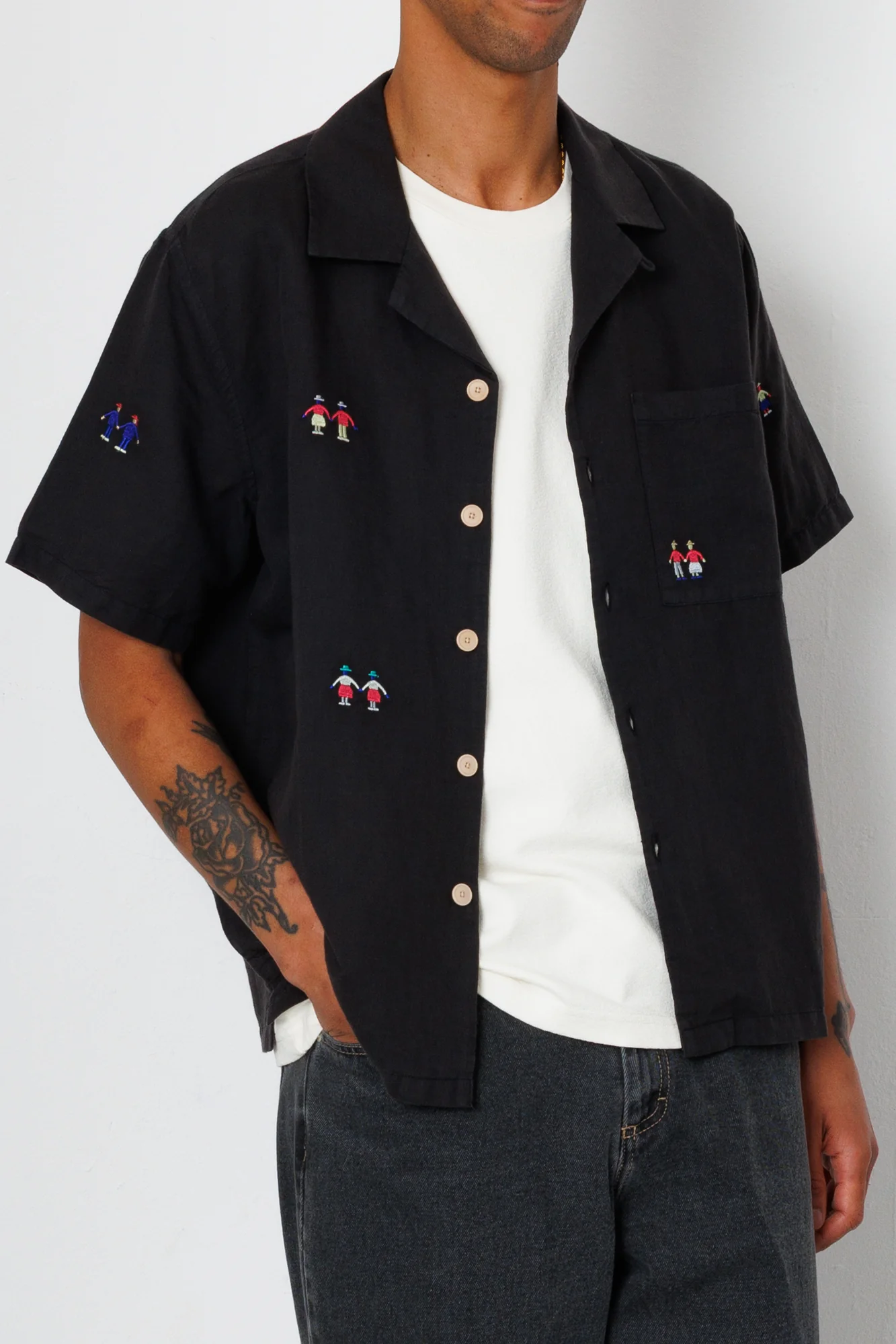 Relaxed Soft Collar Shirt - Soft Black Embroidery | END. Exclusive - Image 5
