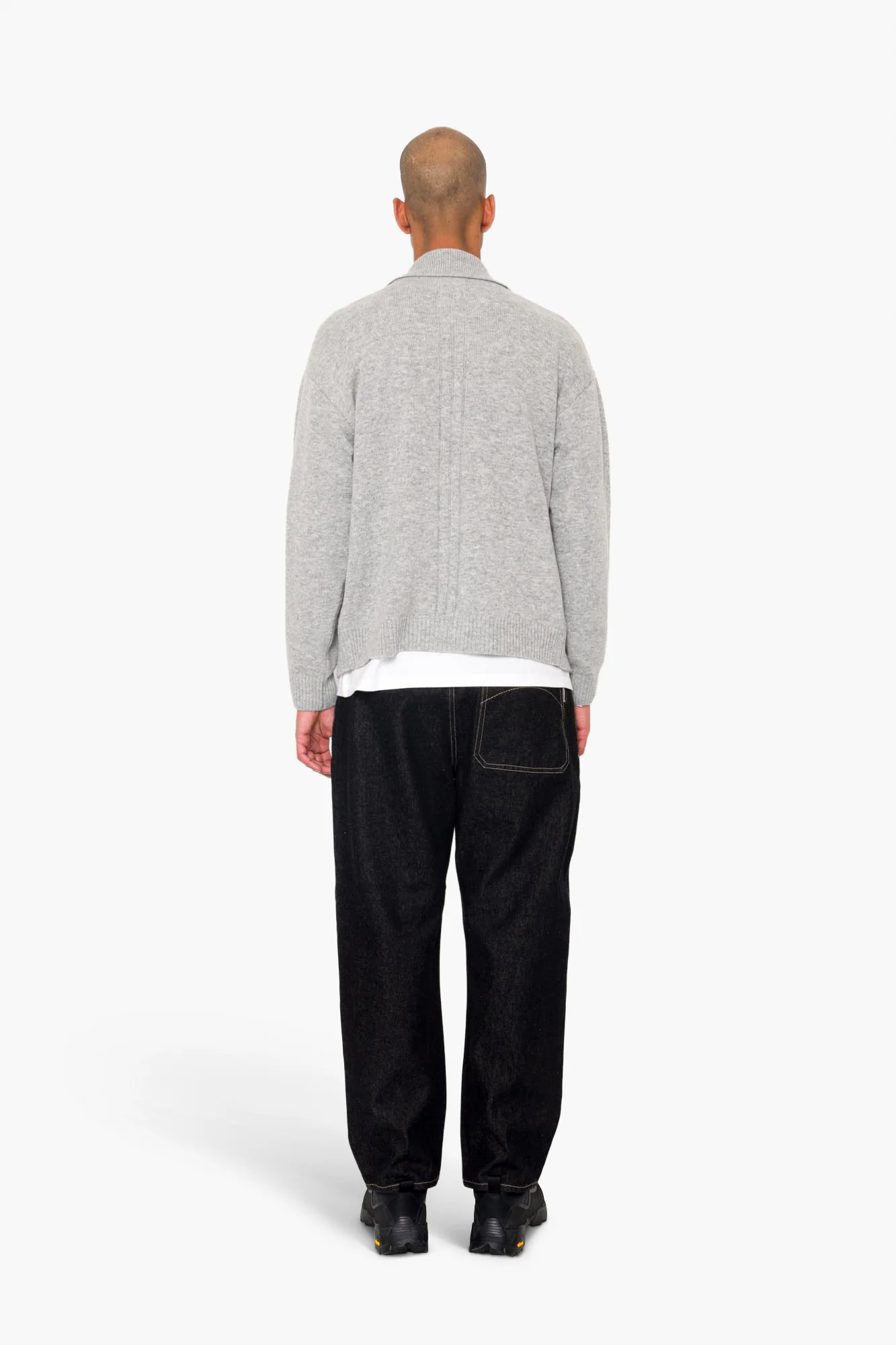 Rib Collared Cardigan - Silver Grey - Image 8