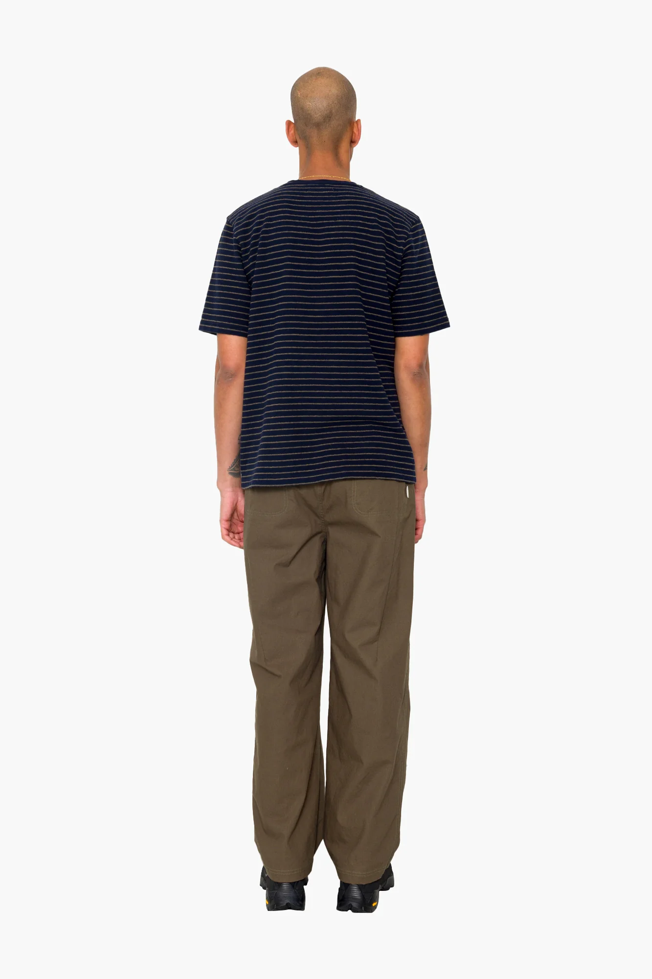 Short Sleeve Textured Stripe T-Shirt - Navy / Olive - Image 10