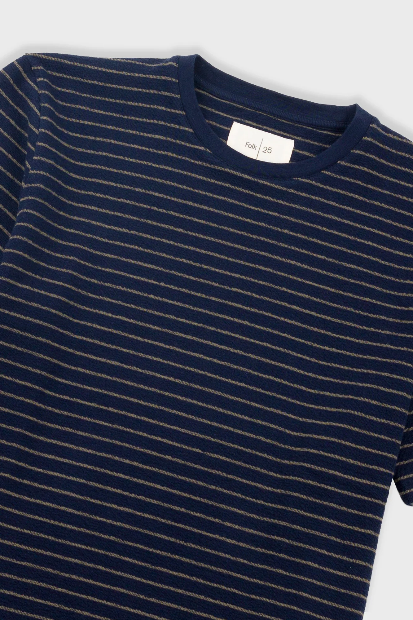 Short Sleeve Textured Stripe T-Shirt - Navy / Olive - Image 5