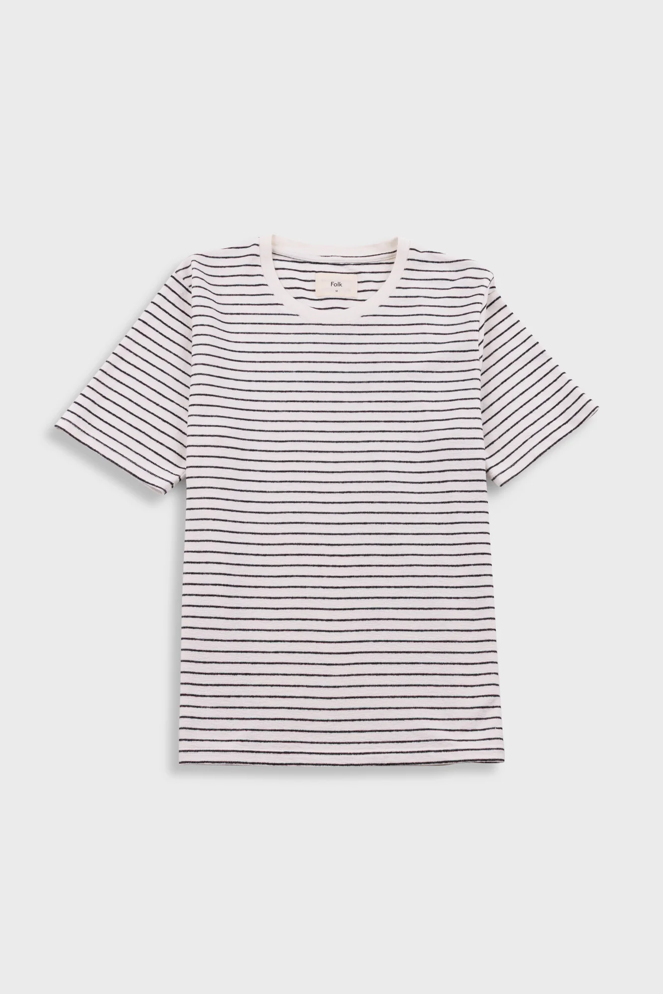 Short Sleeve Textured Striped T-Shirt - Ecru / Black