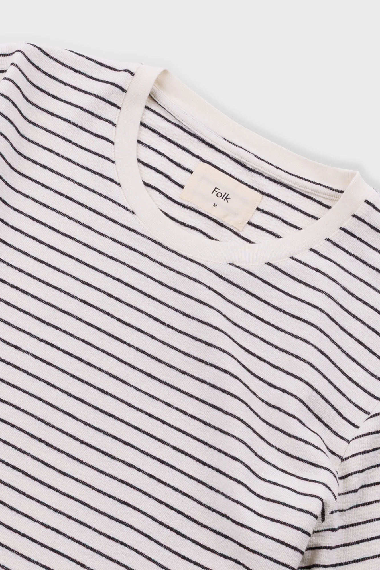 Short Sleeve Textured Striped T-Shirt - Ecru / Black - Image 3