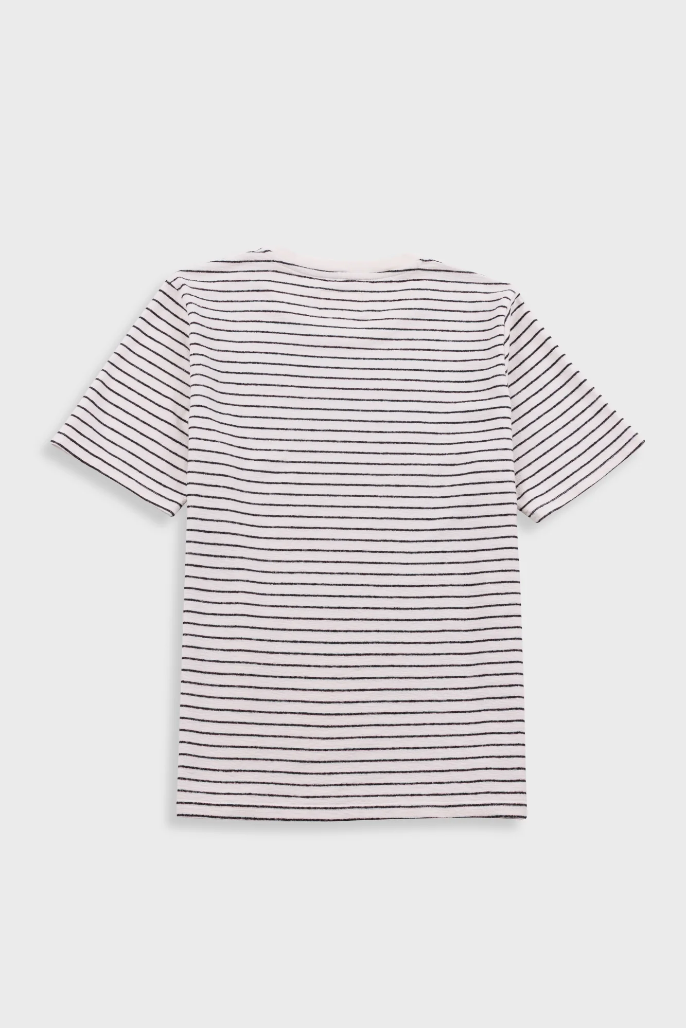 Short Sleeve Textured Striped T-Shirt - Ecru / Black - Image 9