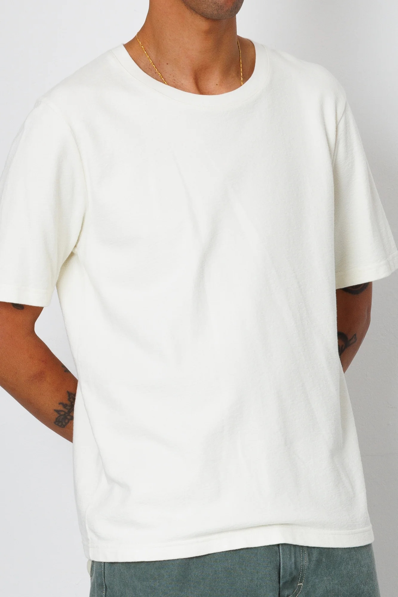 Short Sleeve Textured T-Shirt - Ecru - Image 3
