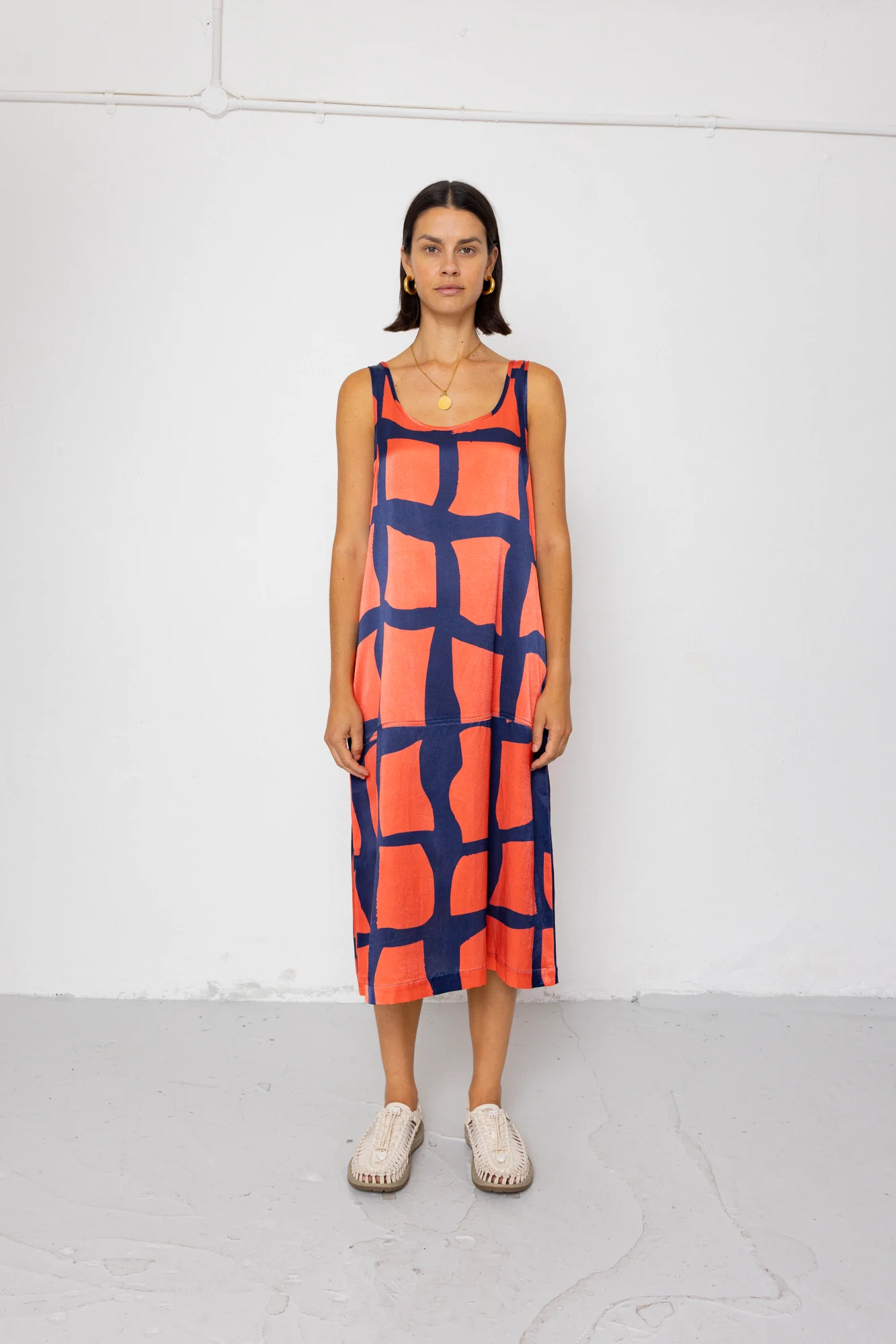 Slip Dress - Abstract Block Print Navy - Image 4