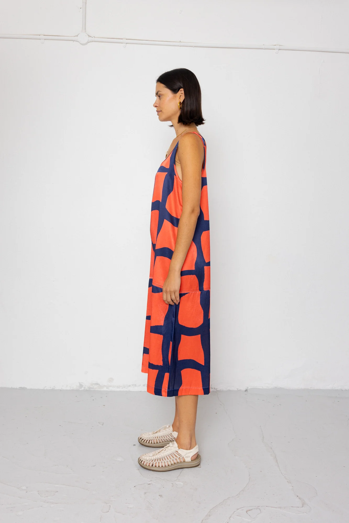 Slip Dress - Abstract Block Print Navy - Image 6