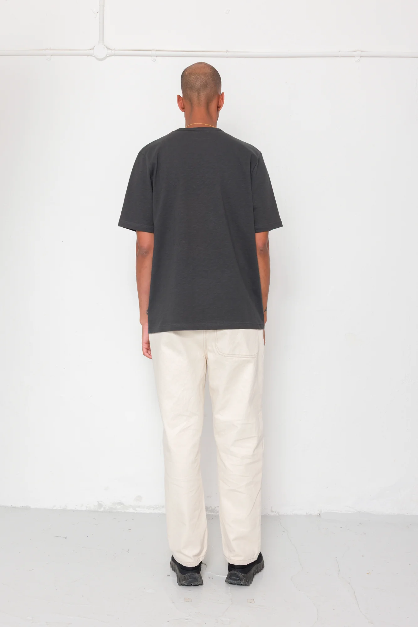 Slub Embroidered T-Shirt - Soft Black - Image 8