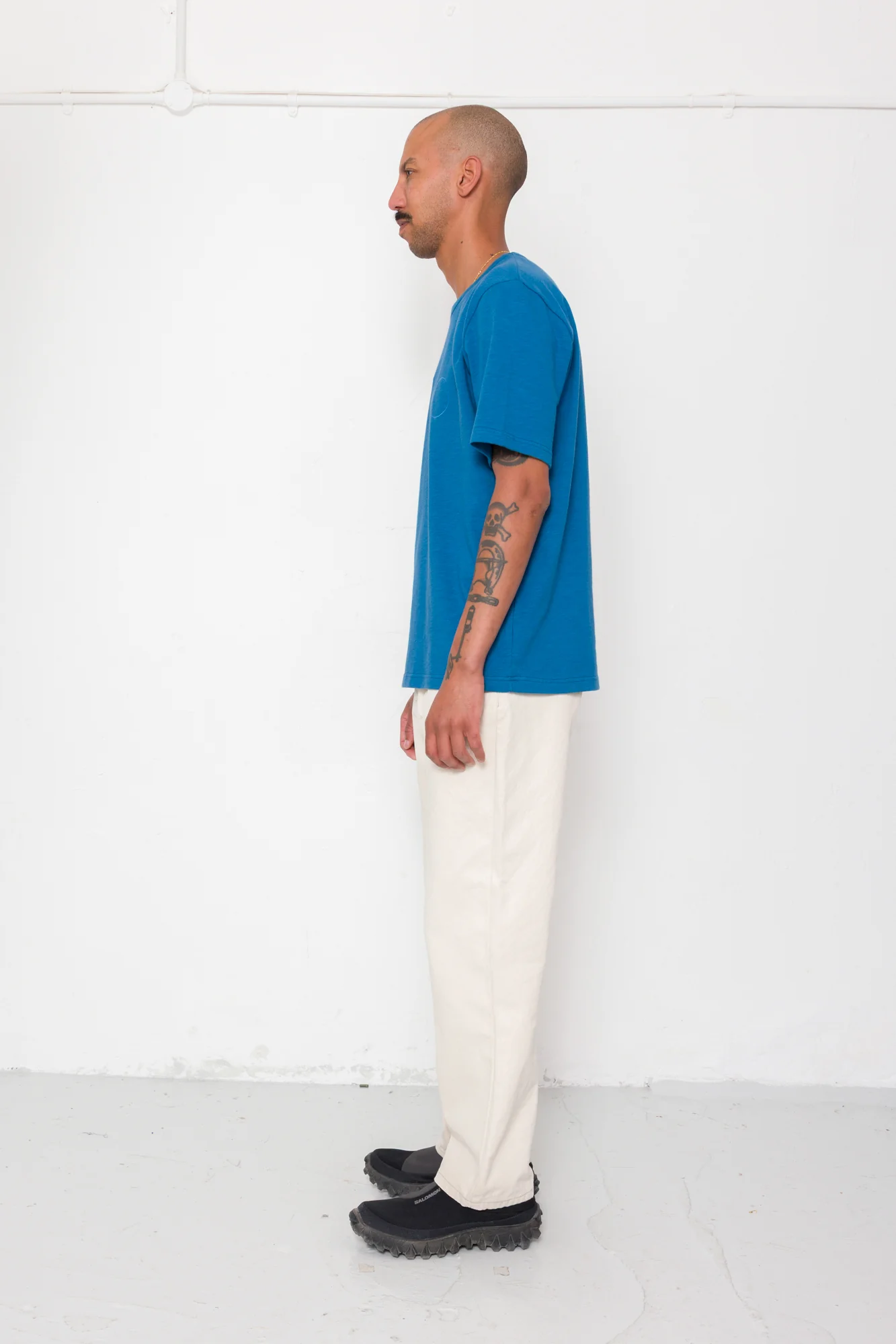 Slub Embroidered T-Shirt - Soft Blue - Image 4