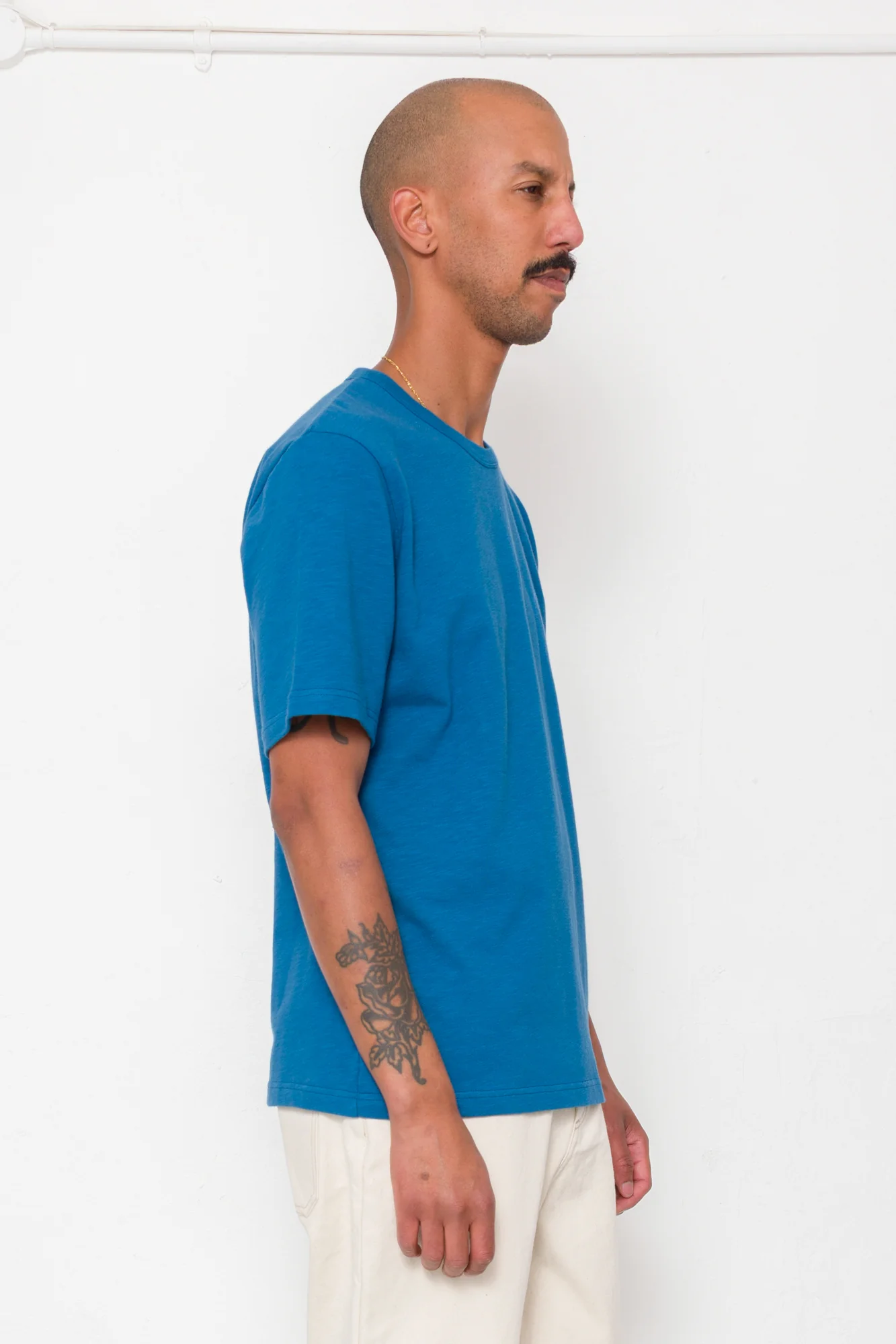 Slub Embroidered T-Shirt - Soft Blue - Image 6