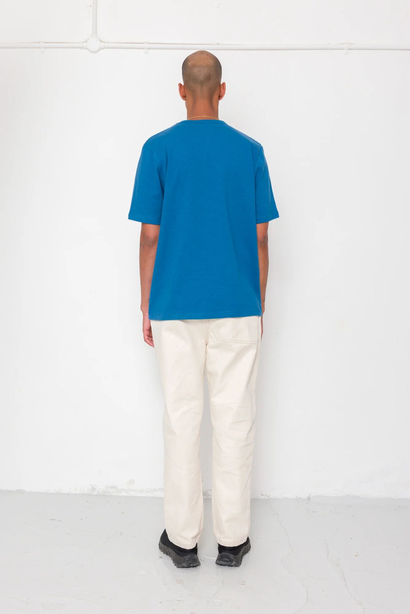 Slub Embroidered T-Shirt - Soft Blue - Image 8