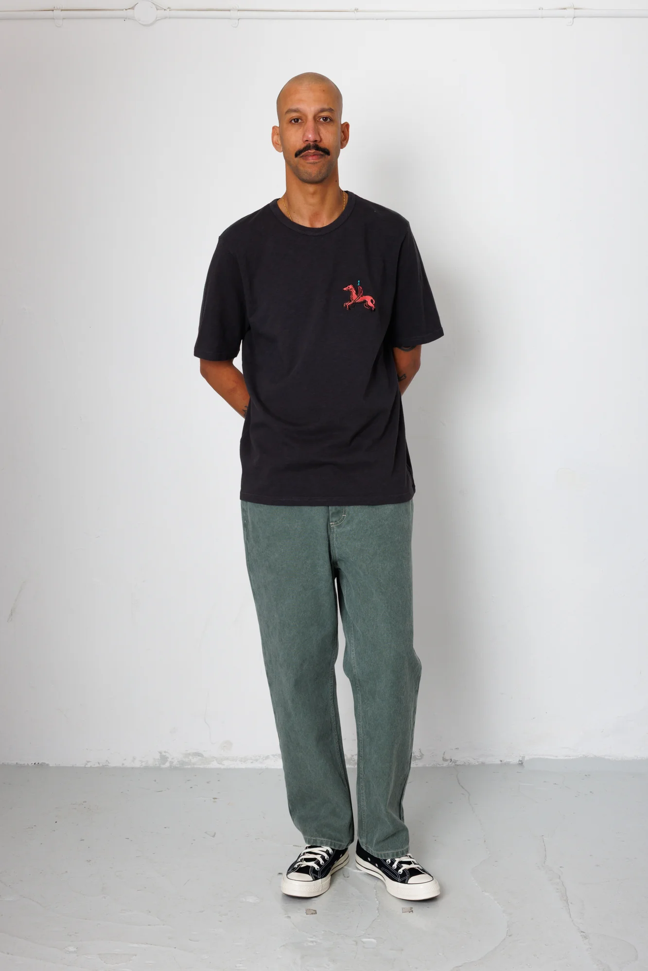 Slub Embroidery T-Shirt - Black Carousel | Folk x Goss Brothers - Image 2