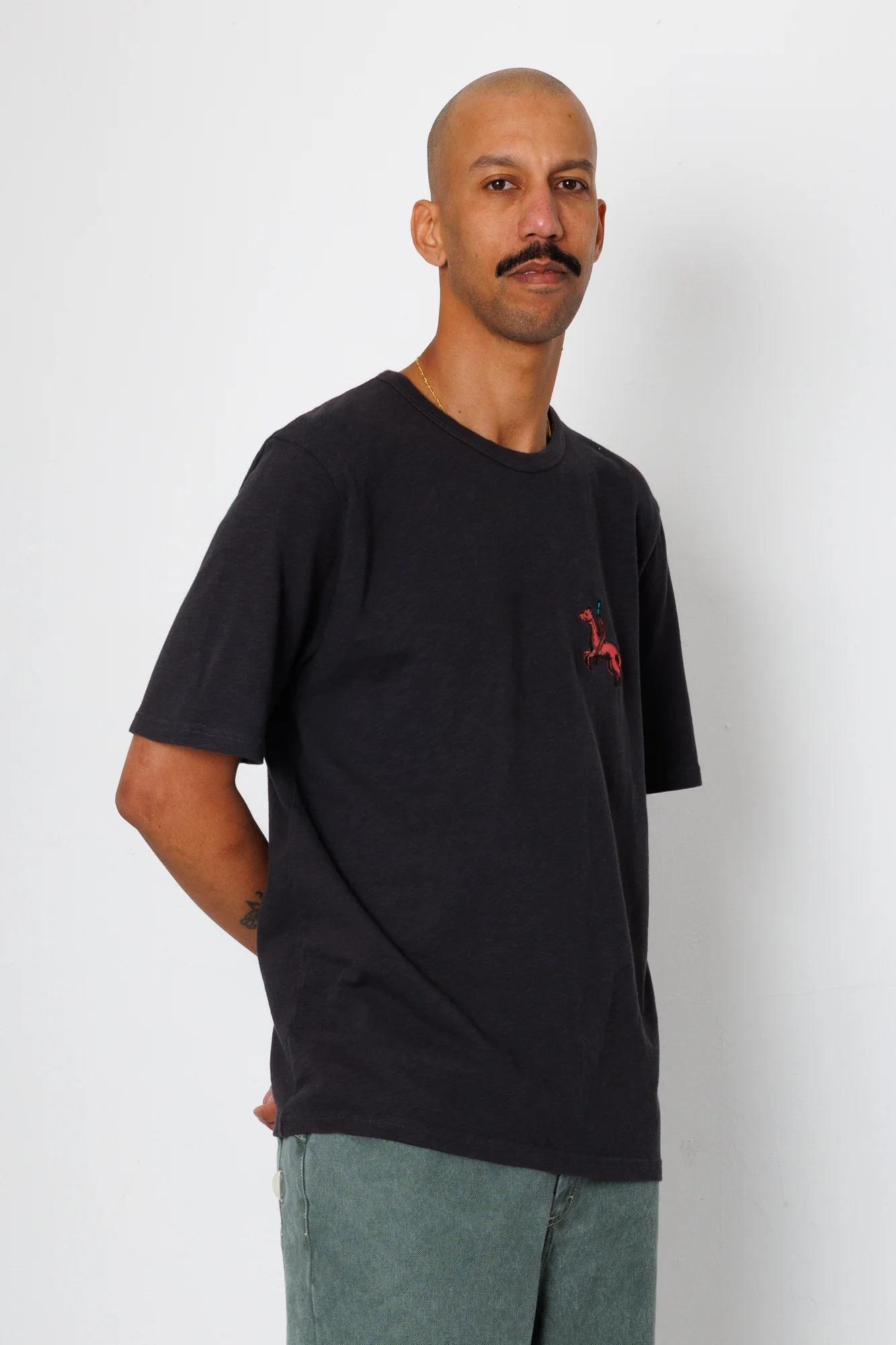 Slub Embroidery T-Shirt - Black Carousel | Folk x Goss Brothers - Image 3