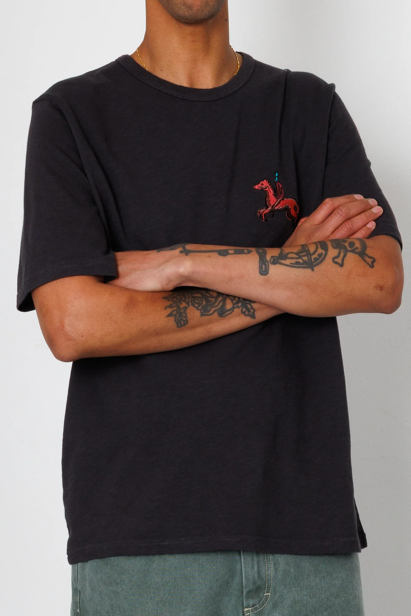 Slub Embroidery T-Shirt - Black Carousel | Folk x Goss Brothers - Image 8