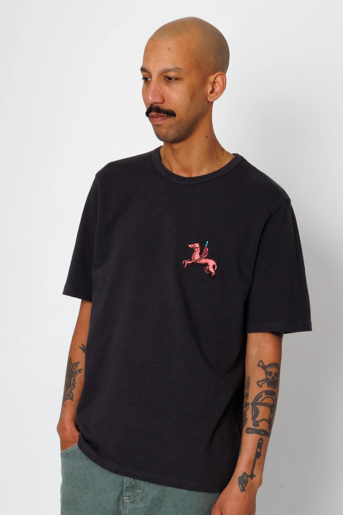 Slub Embroidery T-Shirt - Black Carousel | Folk x Goss Brothers - Image 9