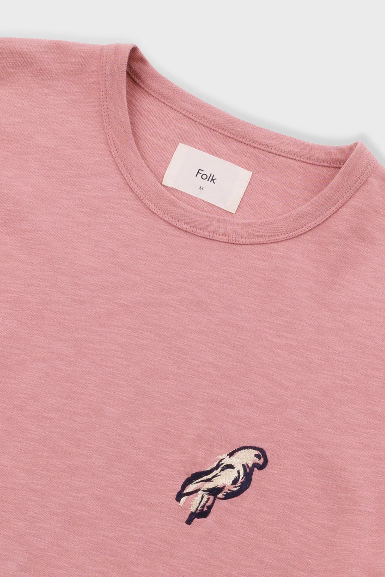 Slub Embroidery T-Shirt - Dusty Pink Parrot | Folk x Goss Brothers - Image 3