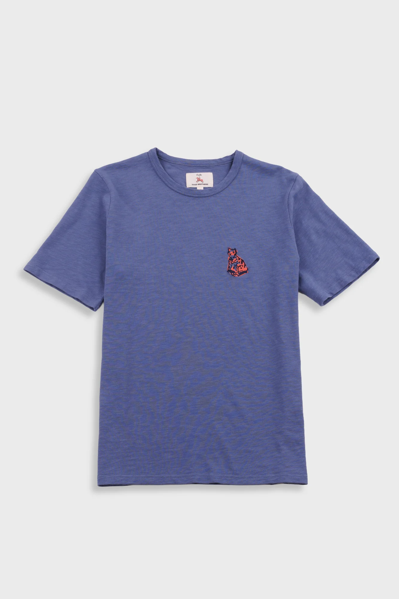 Slub Embroidery T-Shirt - Navy Jungle Cat | Folk x Goss Brothers