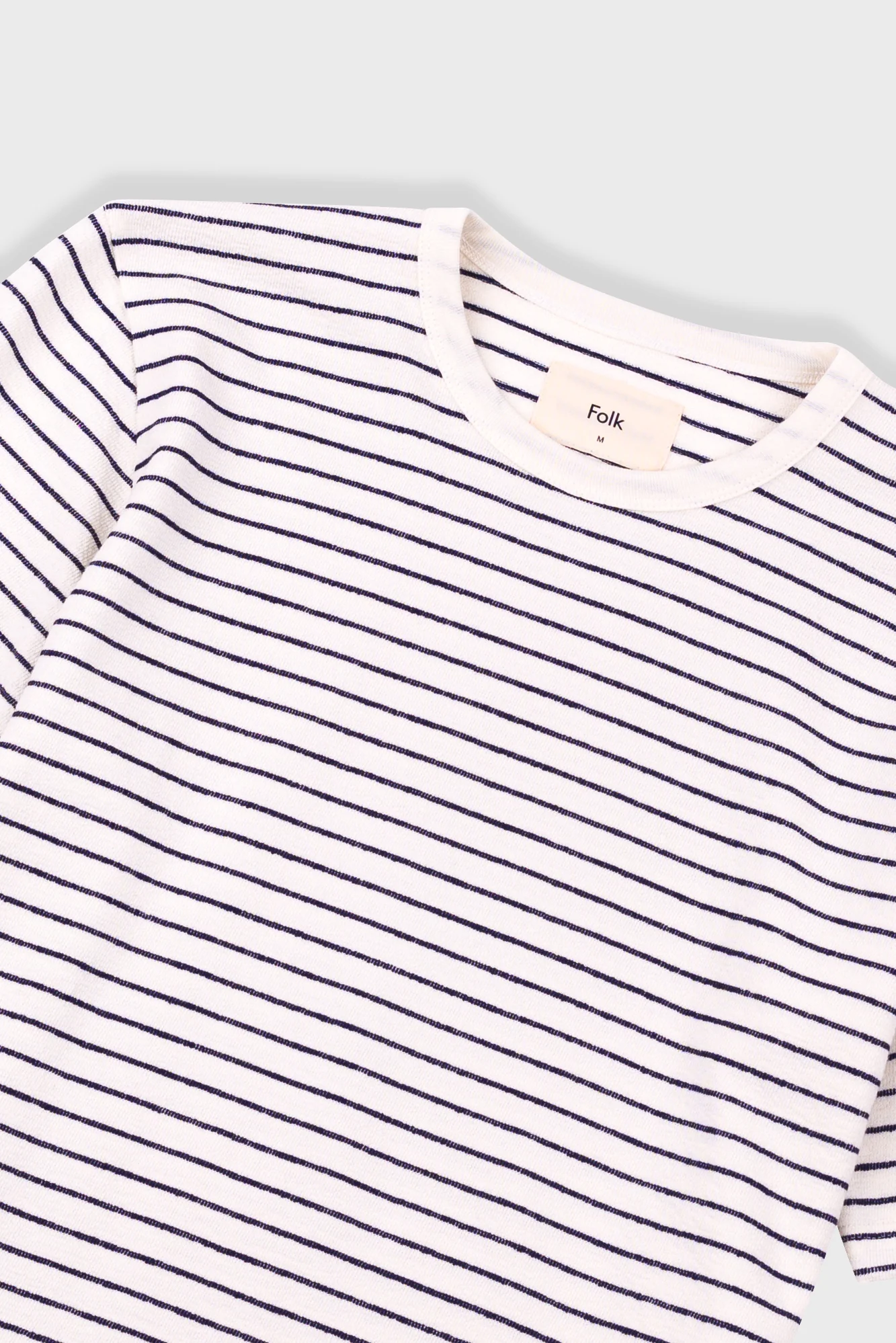 Short Sleeve Textured Striped T-Shirt - Ecru Navy - Image 5
