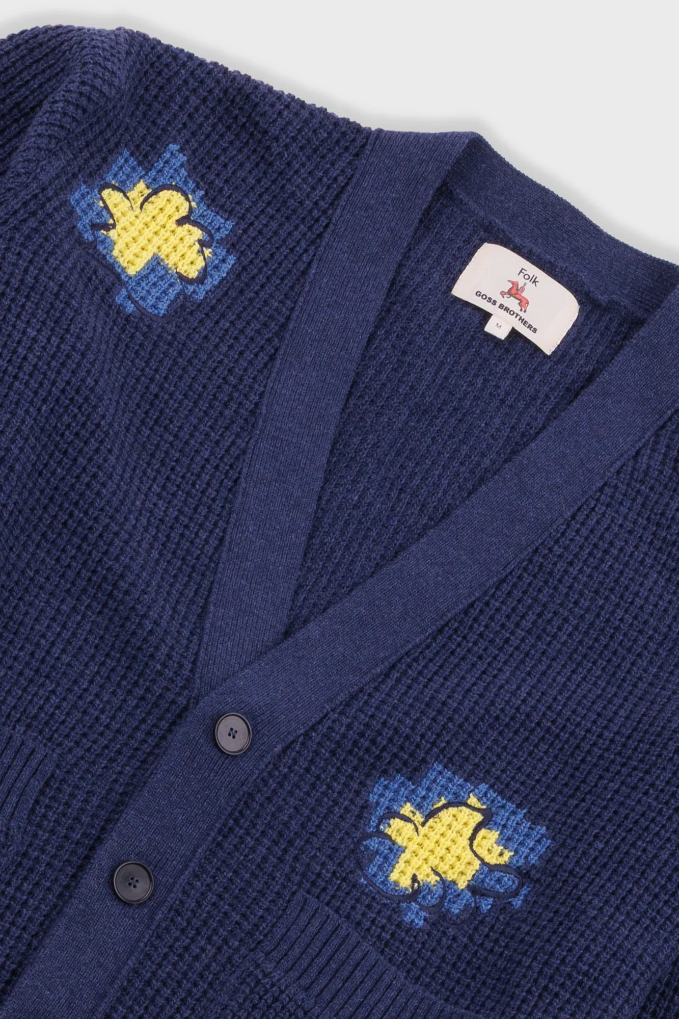 Waffle Cardigan - Embroidered Yellow Flower | Folk x Goss Brothers - Image 3