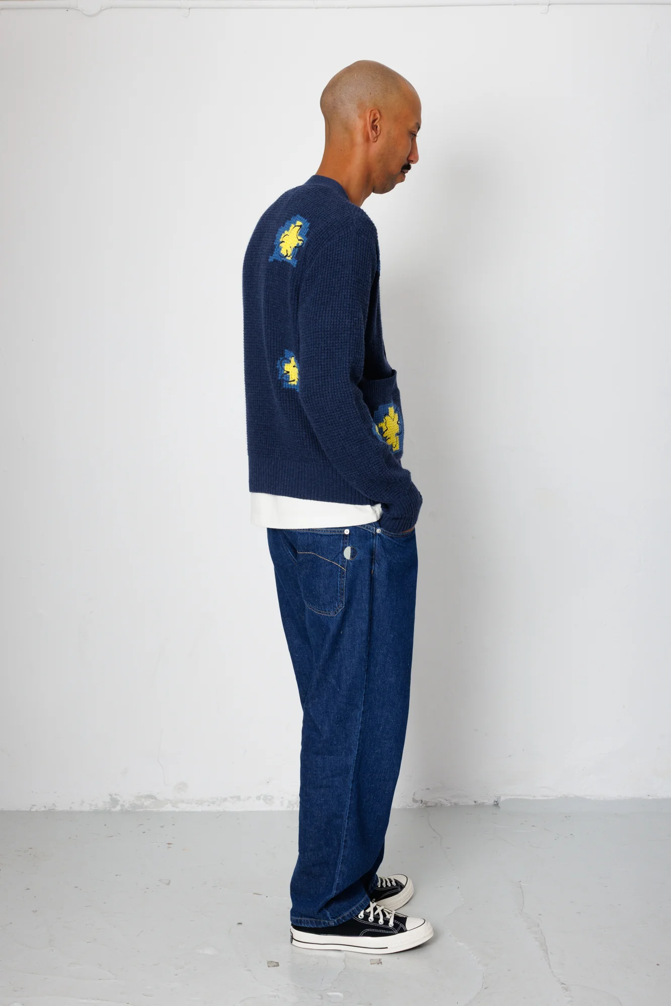 Waffle Cardigan - Embroidered Yellow Flower | Folk x Goss Brothers - Image 6