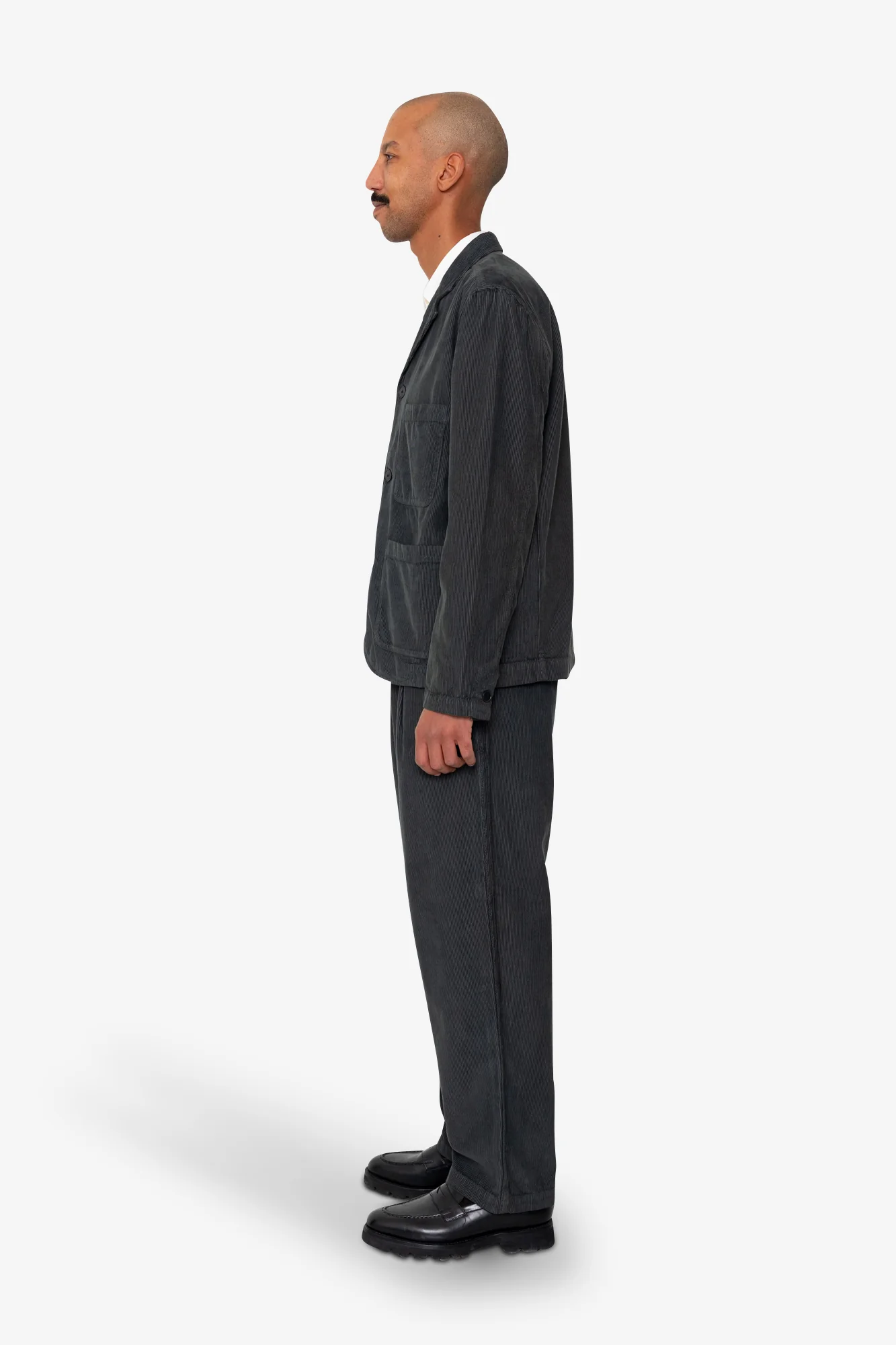 Wide Fit Blazer - Smoke Grey Cord - Image 4