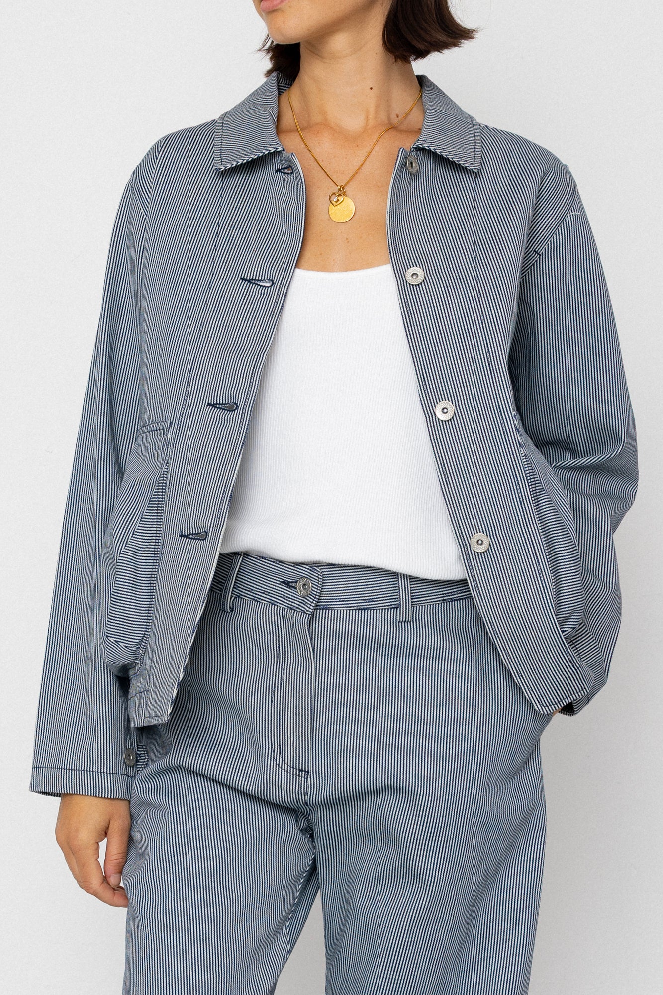 Women's Prism Jacket - Indigo Ticking Stripe - Image 4