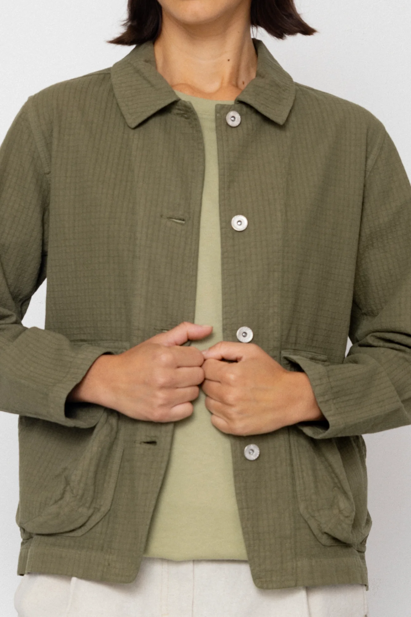Women's Prism Jacket - Light Olive Chunky Ripstop - Image 5