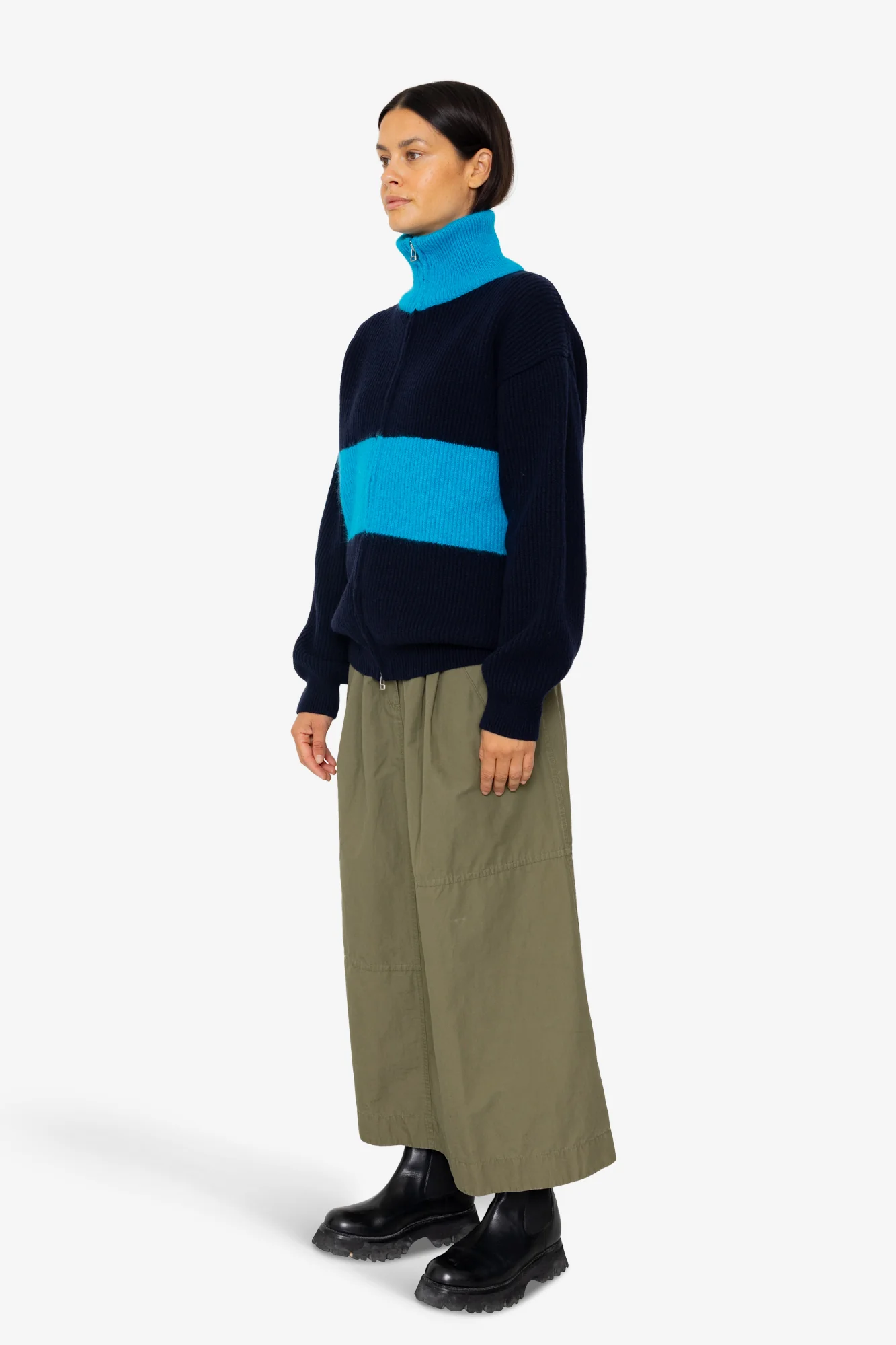 Zip Through Jumper - Navy Cobalt - Image 3