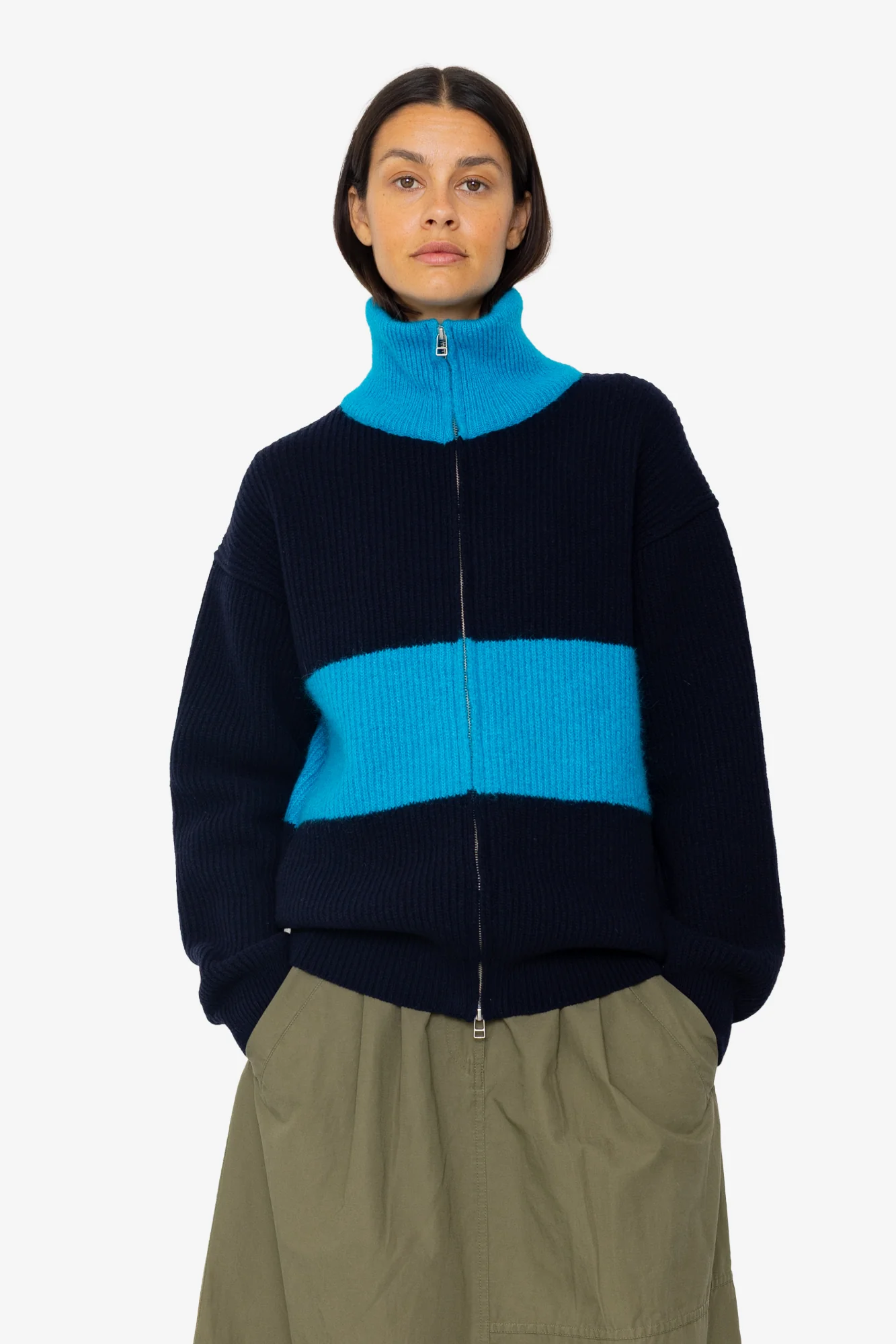 Zip Through Jumper - Navy Cobalt - Image 6