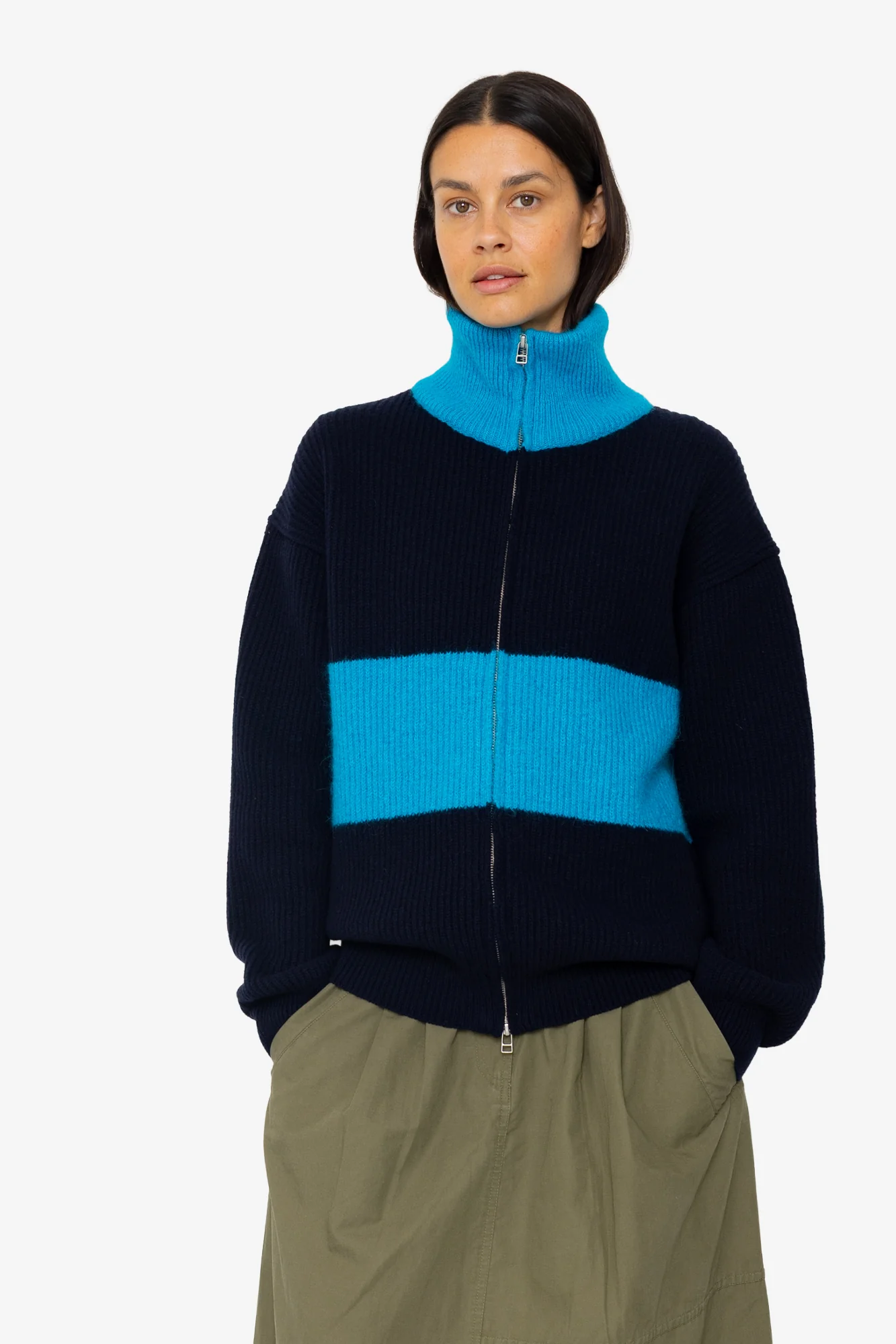 Zip Through Jumper - Navy Cobalt - Image 7