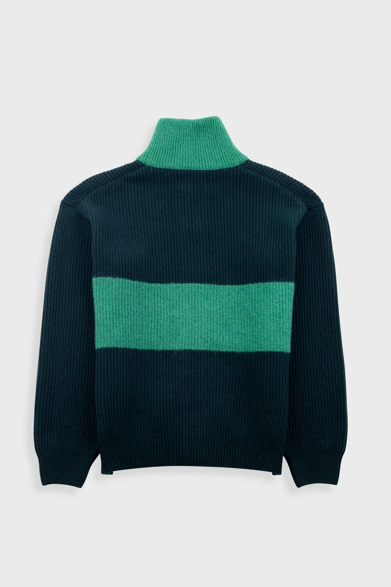Zip Through Jumper - Dark Green Bright Green - Image 9