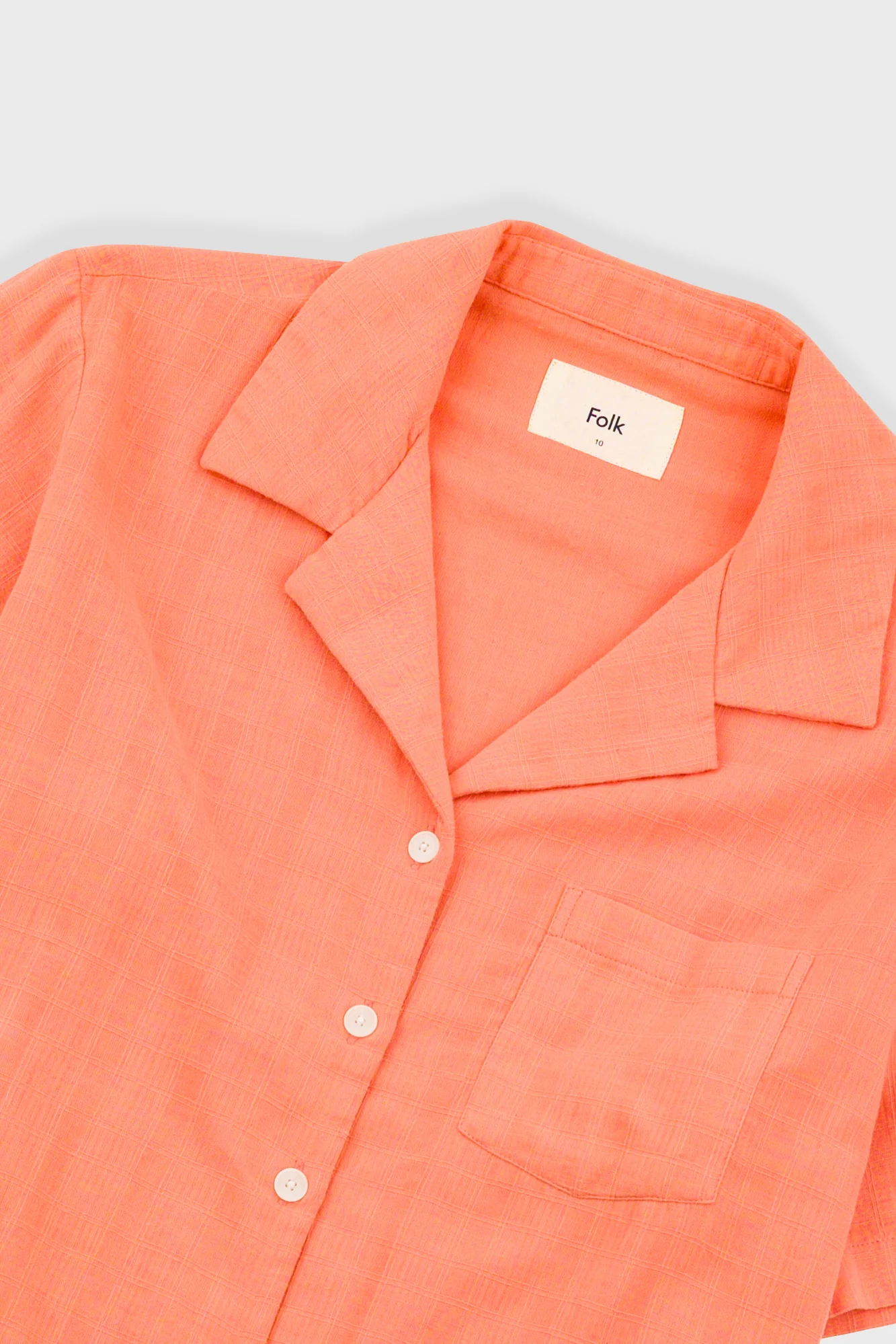 Short Sleeve Soft Collar Shirt - Coral Double Layer Voile - Image 5