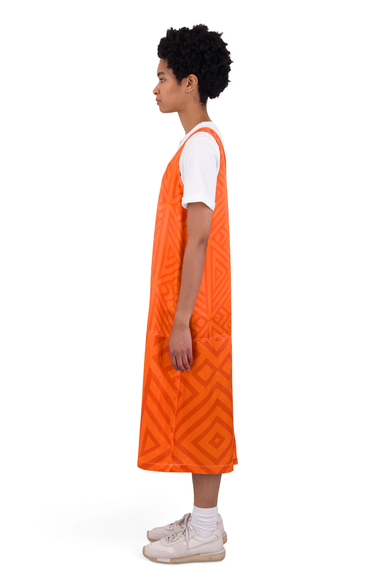 Slip Dress - Orange Coral Diamond Print - Image 4