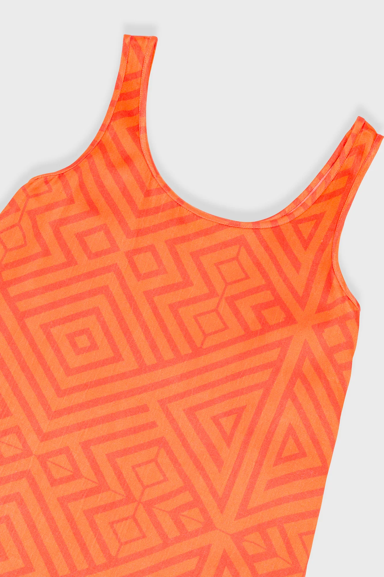 Slip Dress - Orange Coral Diamond Print - Image 5