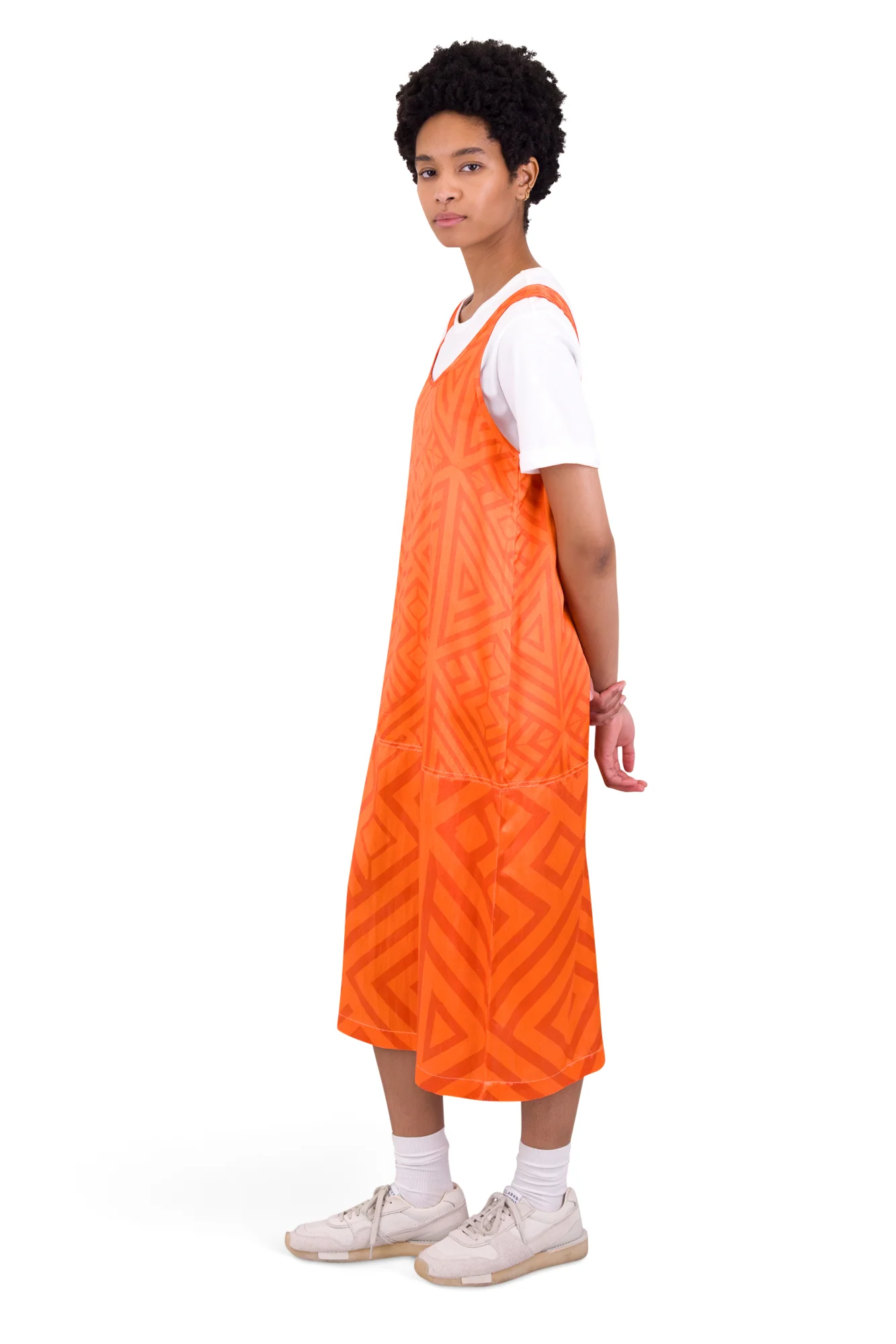 Slip Dress - Orange Coral Diamond Print - Image 7