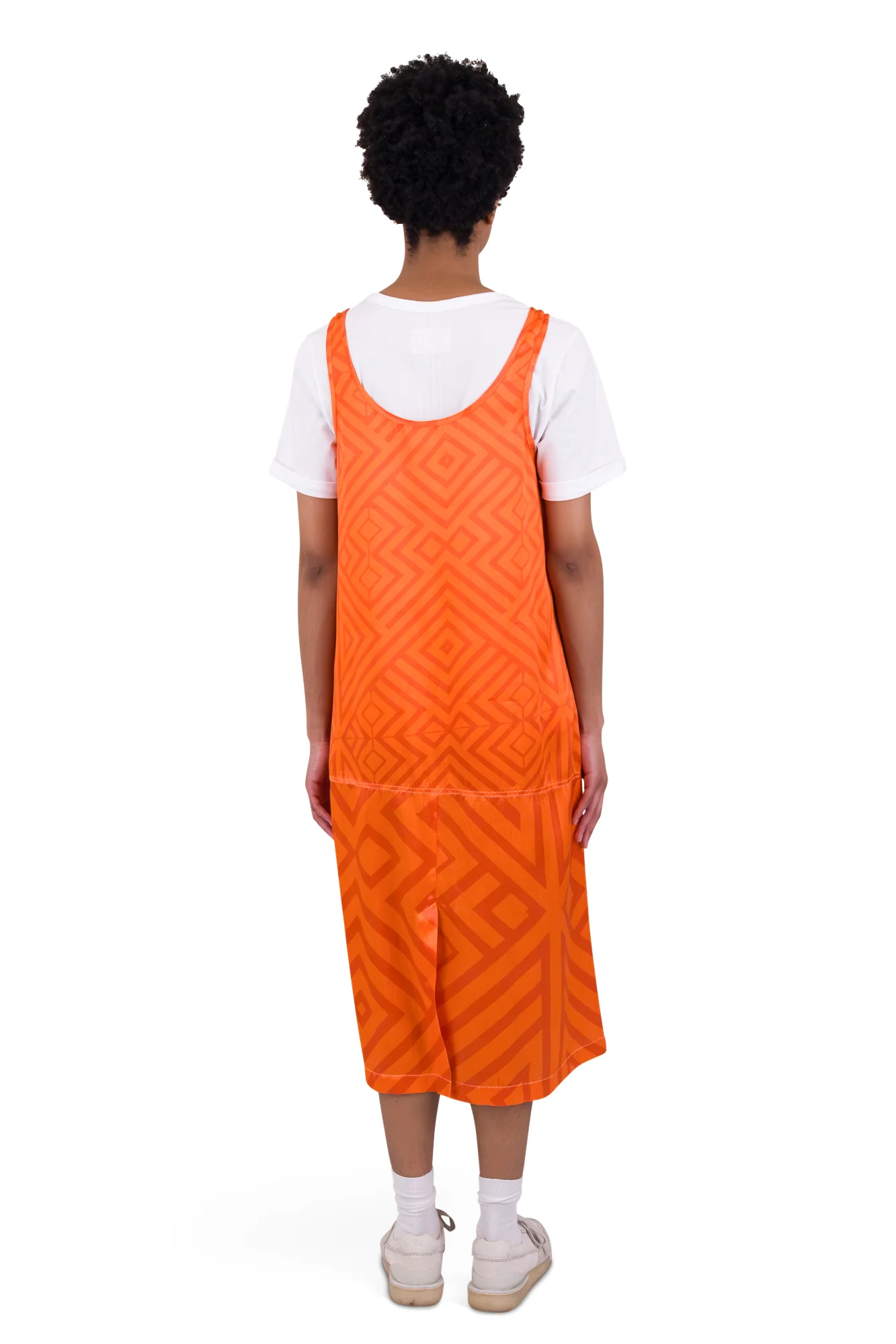Slip Dress - Orange Coral Diamond Print - Image 8