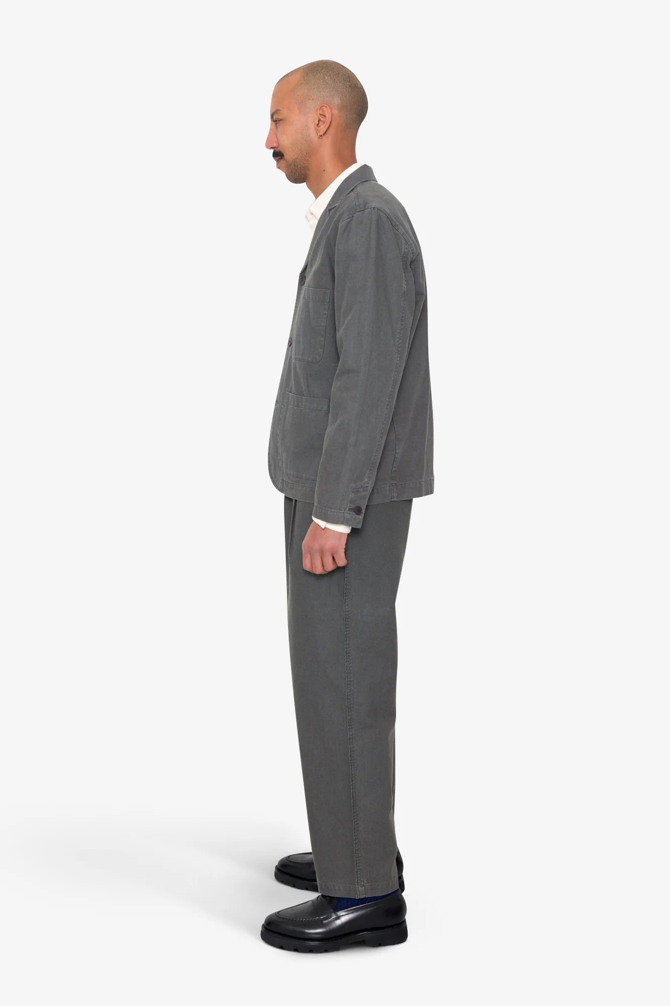 Wide Fit Blazer - Charcoal Hemp Canvas - Image 4